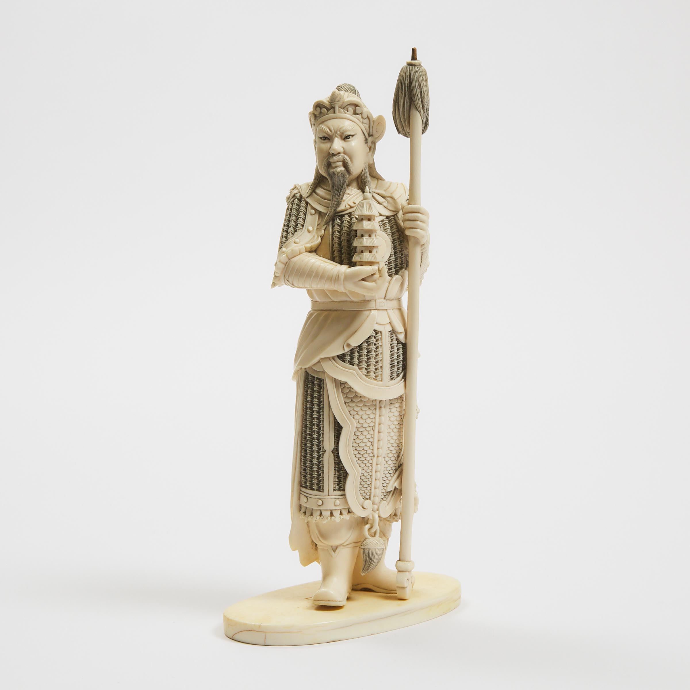 An Ivory Figure of a Heavenly King, Mid 20th Century
