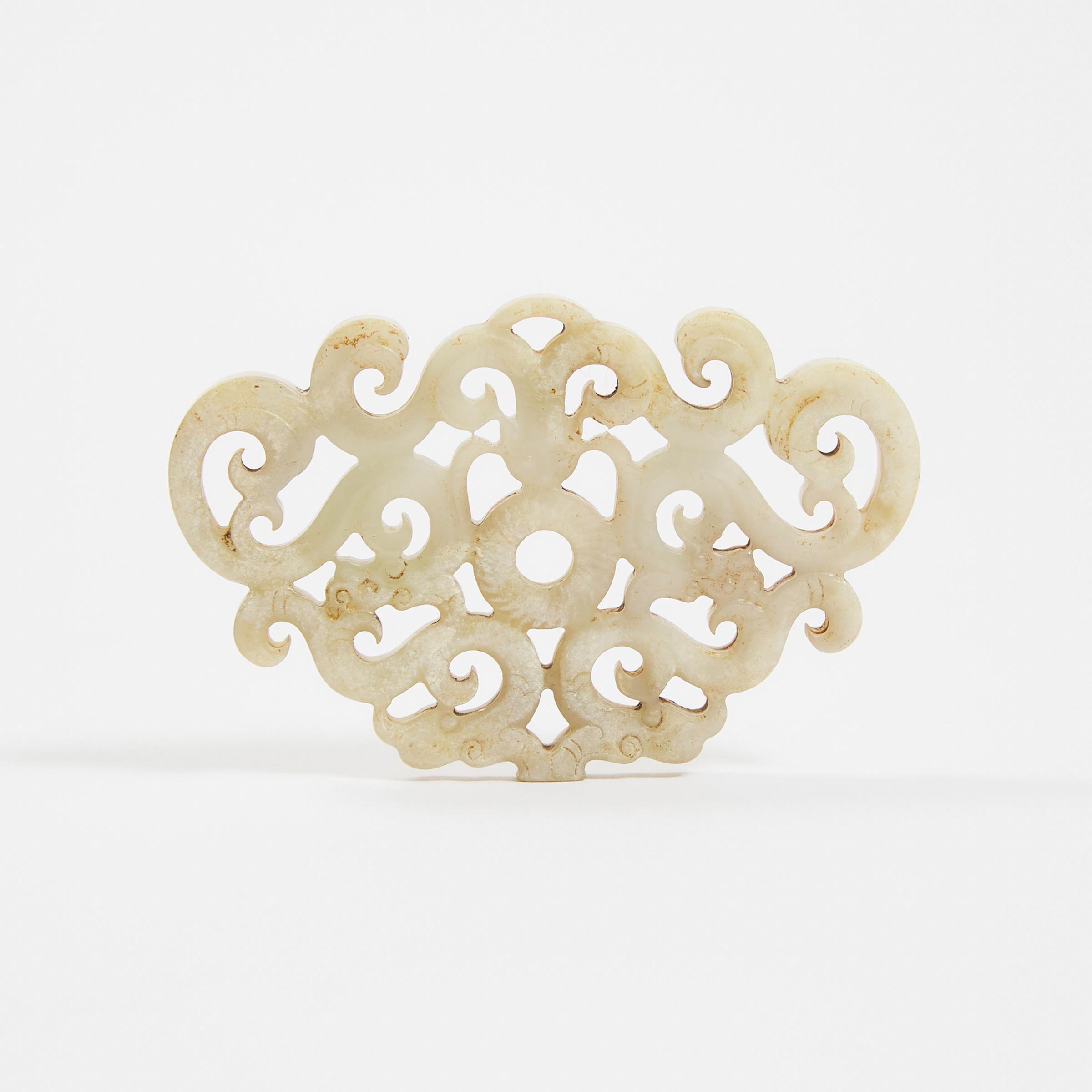 A White and Russet Archaistic Jade 'Chilong' Pendant