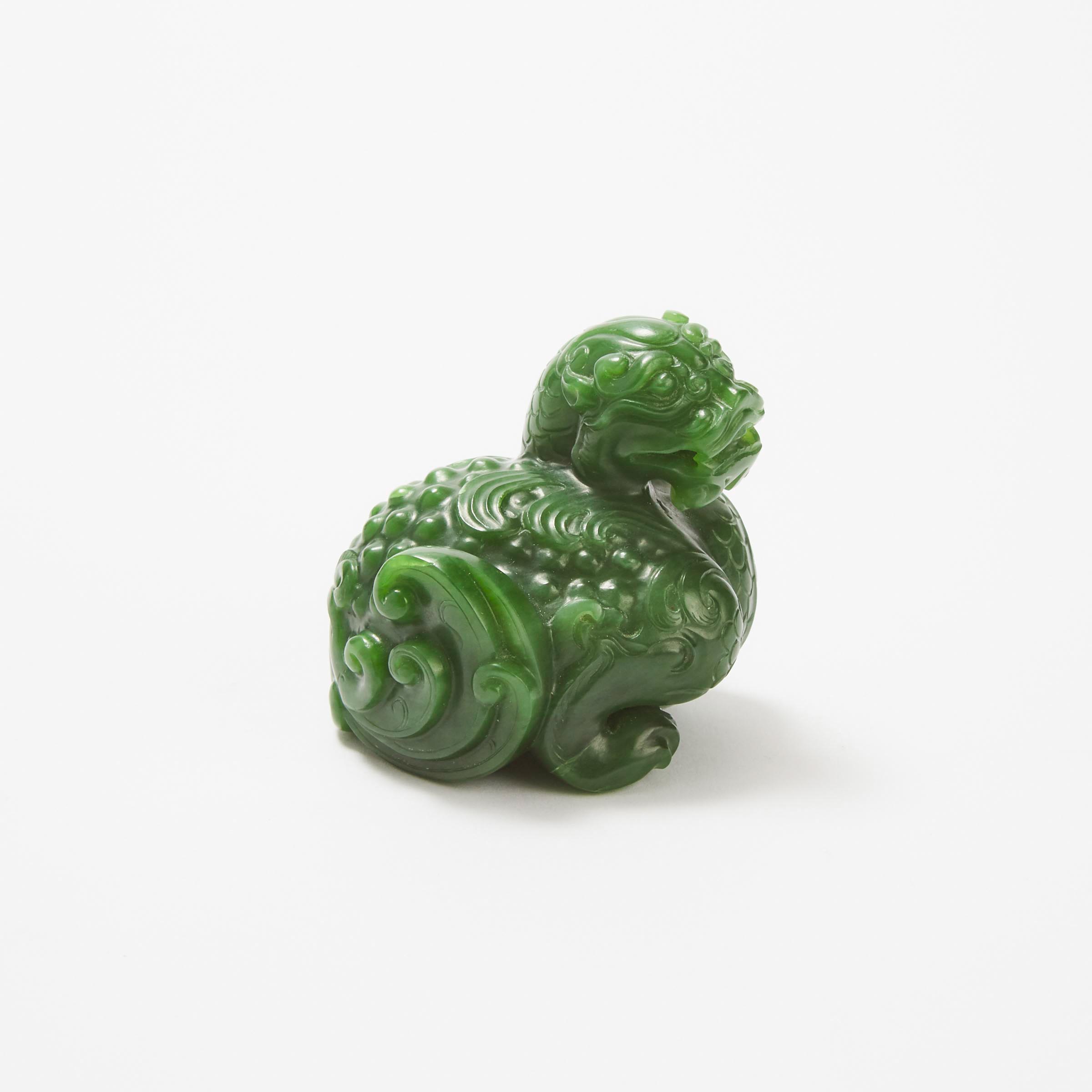 A Spinach Jade Carving of a Mythical Beast