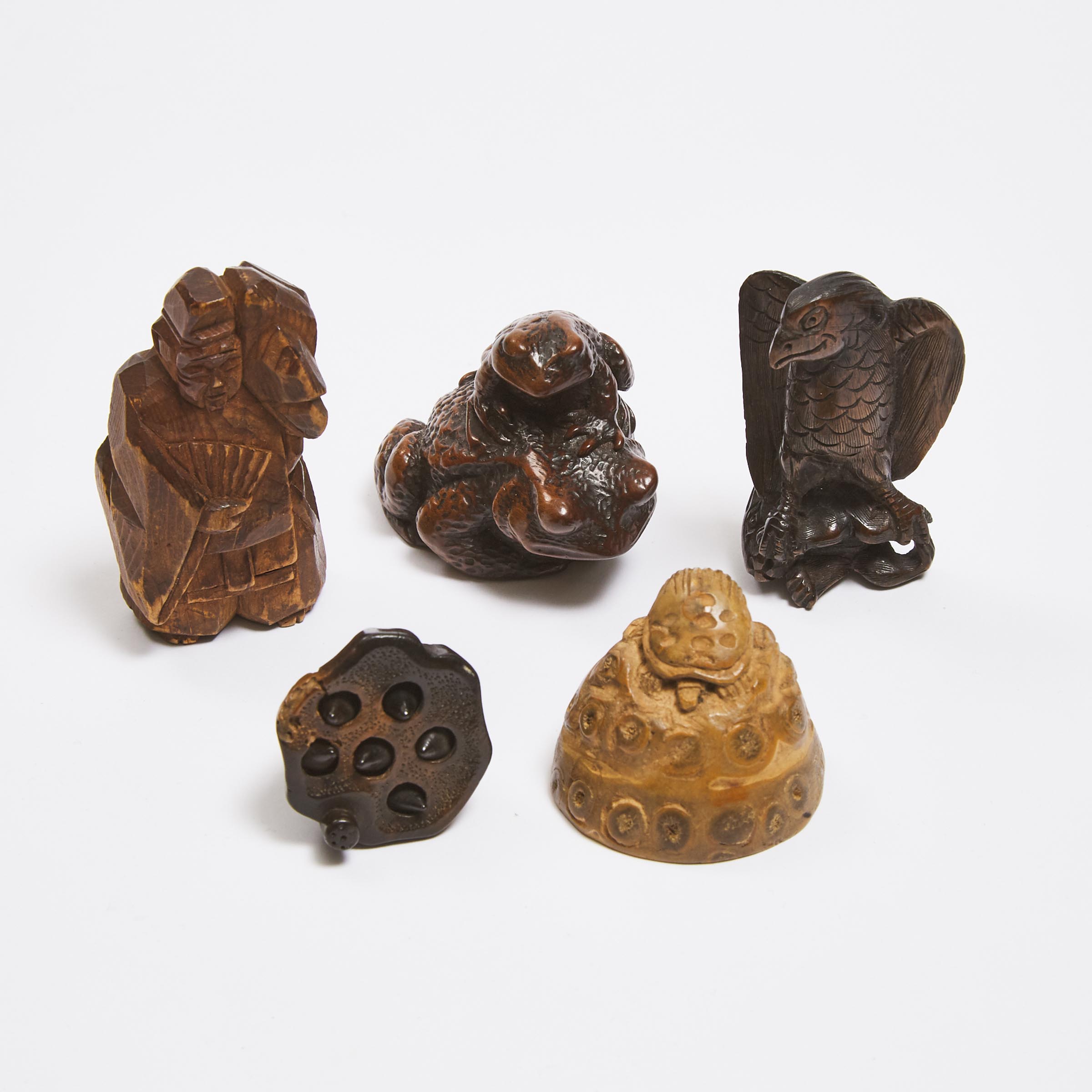 A Group of Five Wood Netsuke, 19th/20th Century