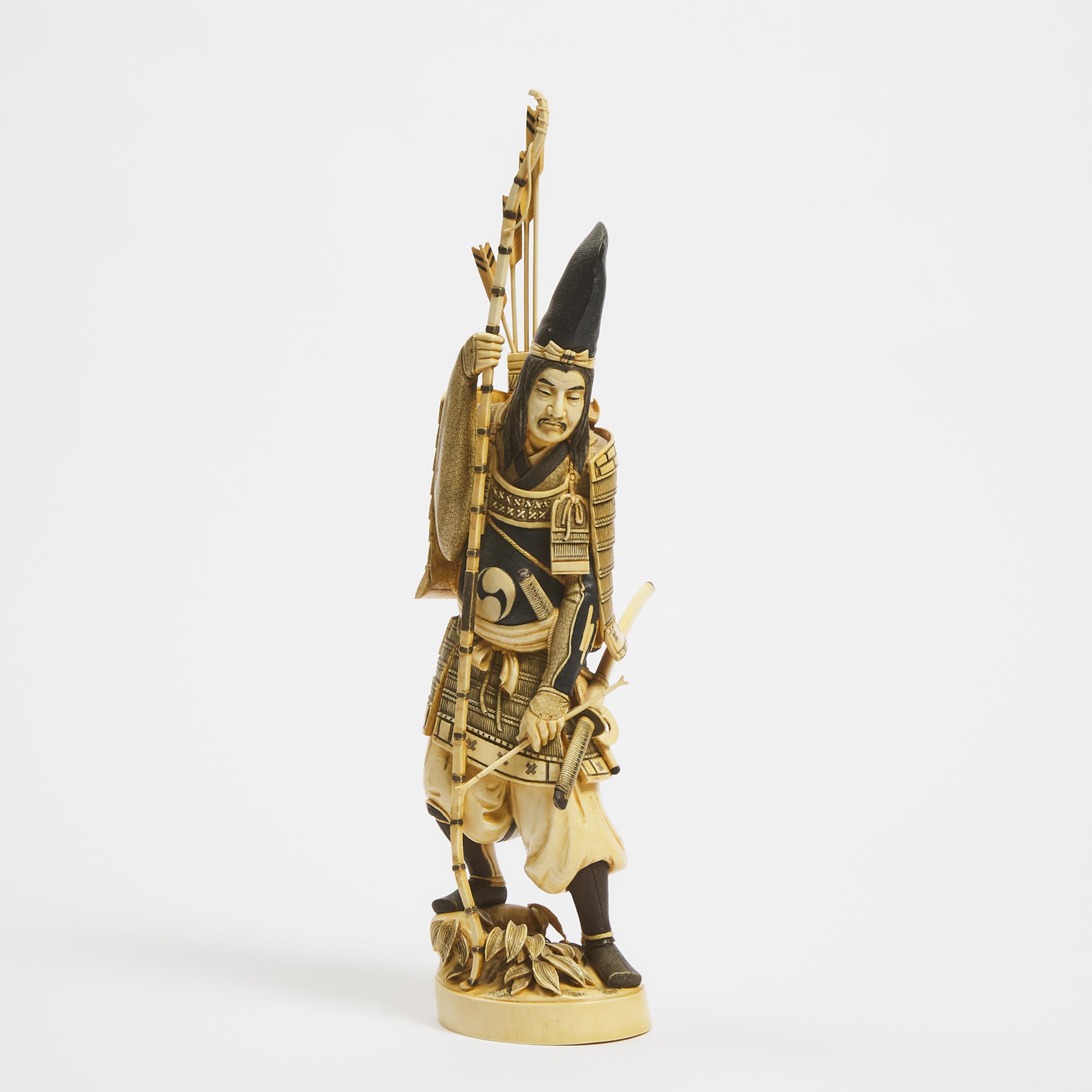 A Large Tinted Ivory Okimono of an Archer, Early to Mid 20th Century
