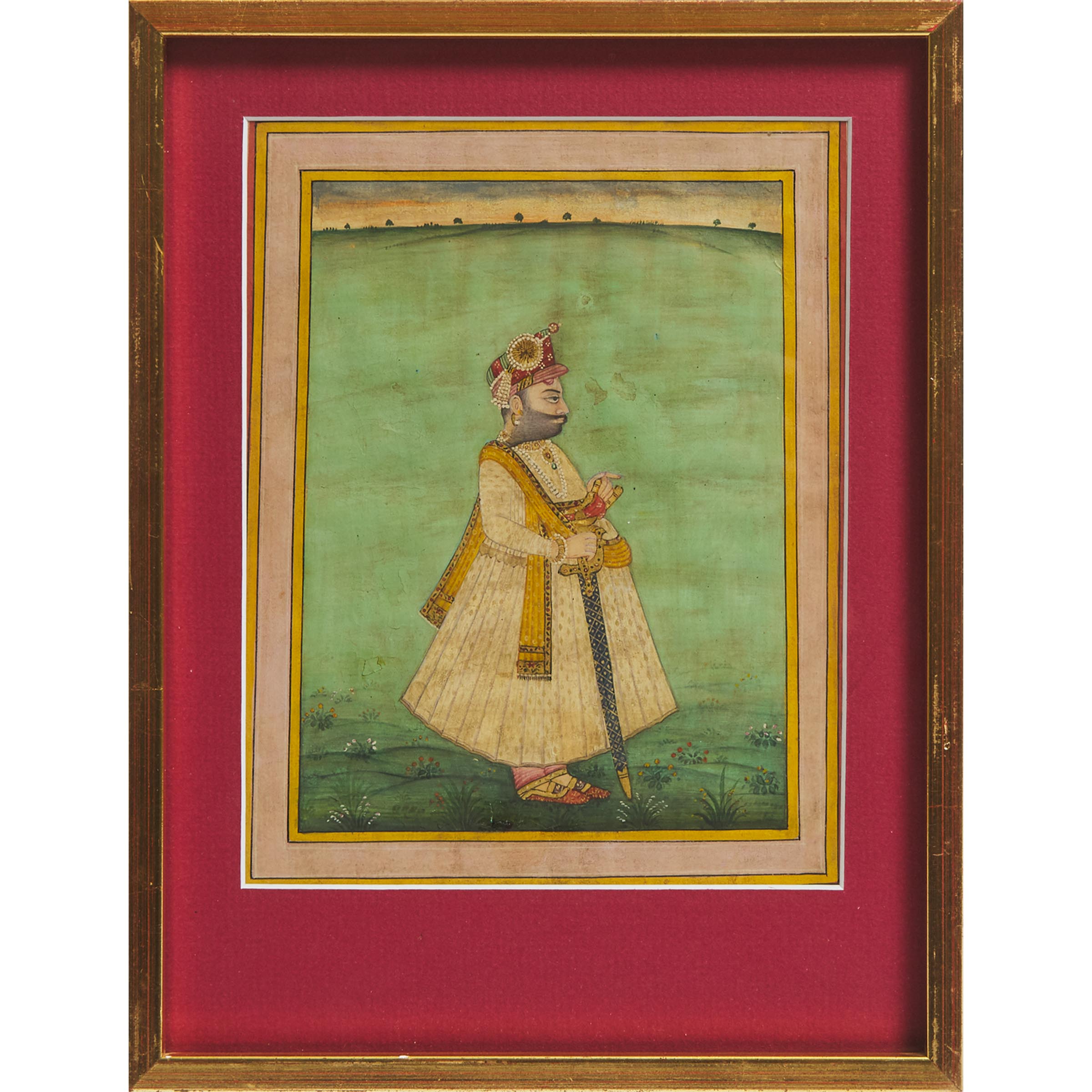 An Indian Miniature Painting of a Mughal Prince, 19th Century
