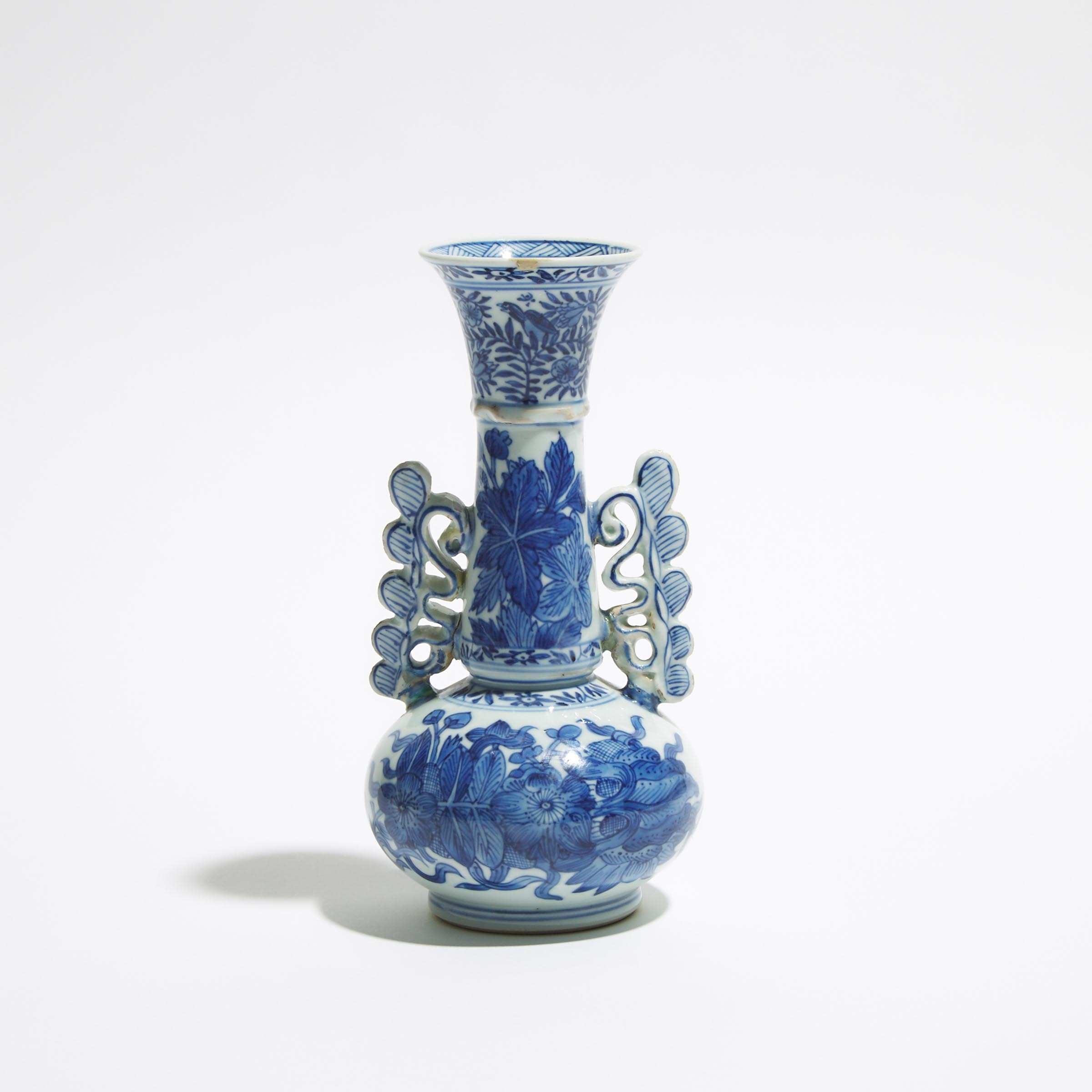 A Blue and White 'Venetian Glass' Twin-Handled Vase, Kangxi Period, Circa 1700
