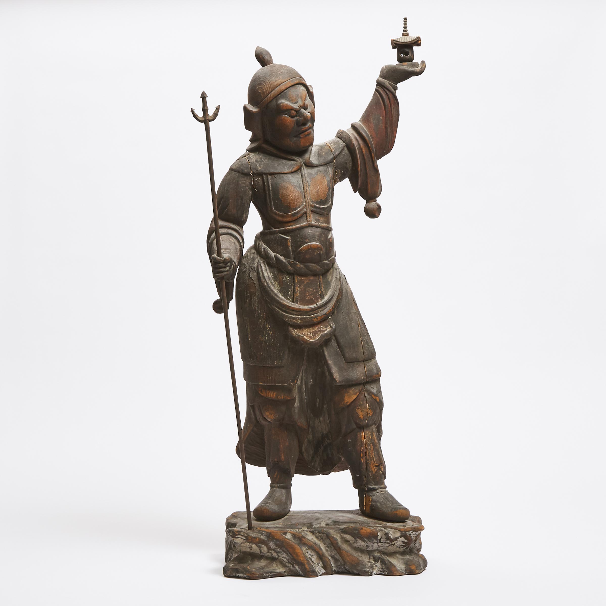 A Large Lacquered Wood Figure of Vaisravana (Bishamonten), Muromachi Period (1333-1573)