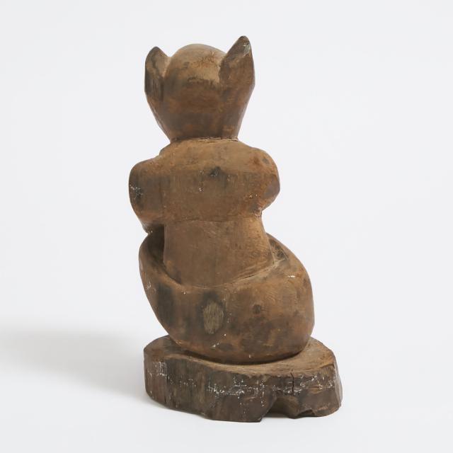 African Carved Ironwood Seated Monkey Figure, possibly Baule, early to mid 20th century