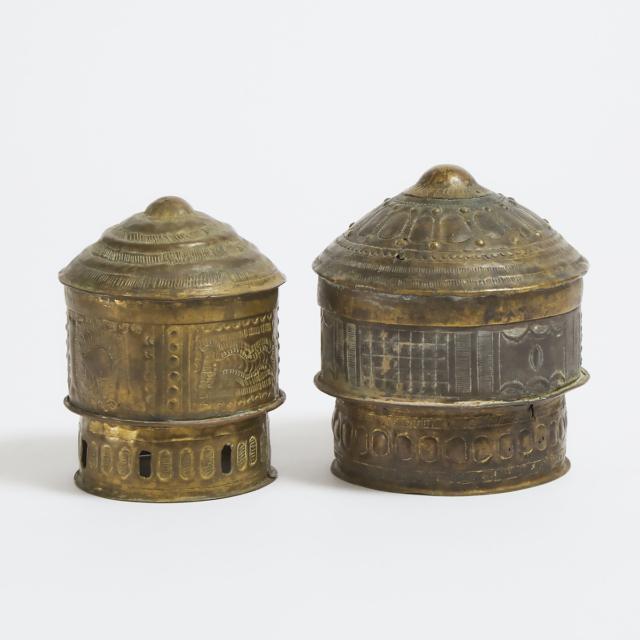 Two Ashanti Brass Forowa Containers, Ghana, West Africa, early 20th century