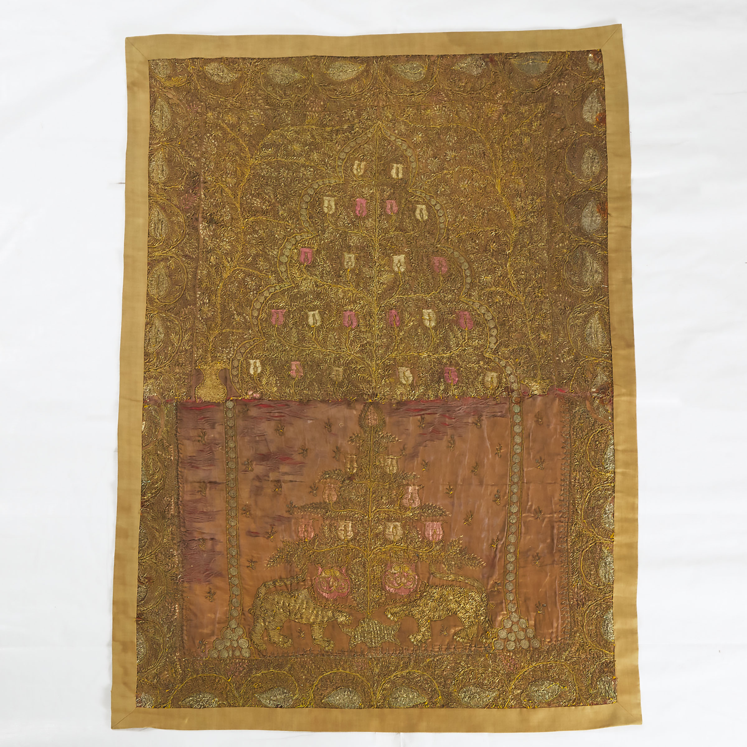Persian Metallic And Silk Thread Embroidered Wall Hanging, c.1650-1700