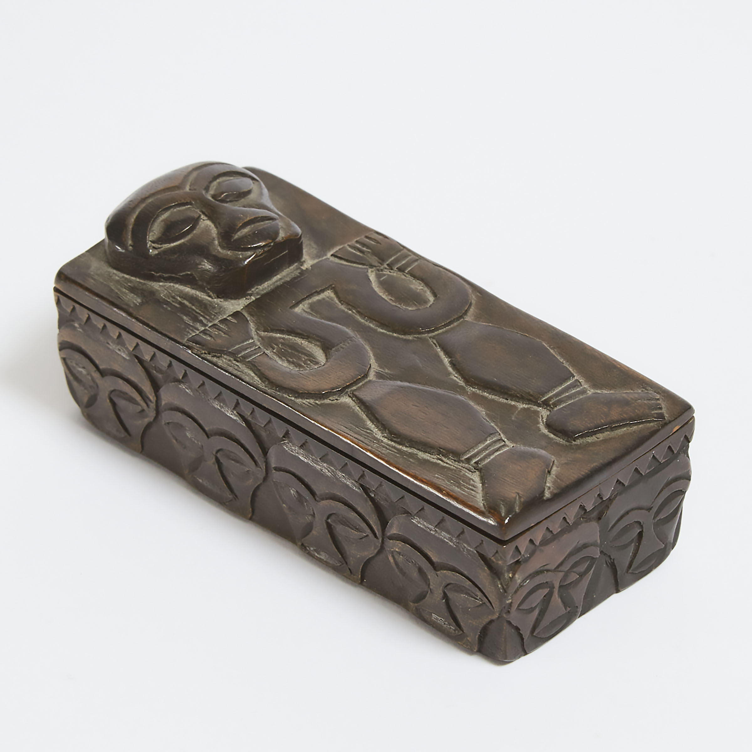 Indonesian Figural Lidded Box, possibly Iban/Dayak, Borneo, 20th century