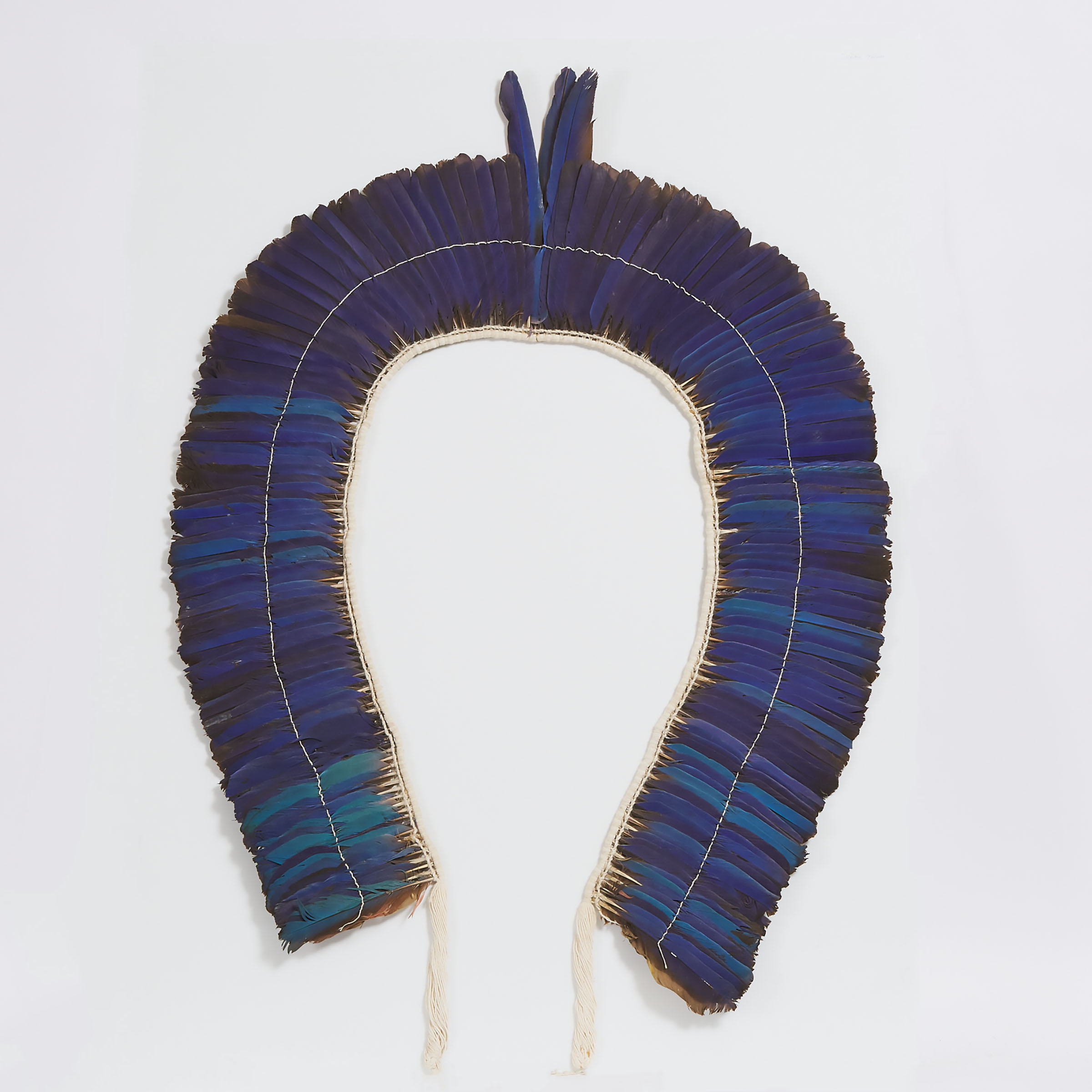 Kayapo Hyacinth Macaw Feather Headdress, Brazil, late 20th century