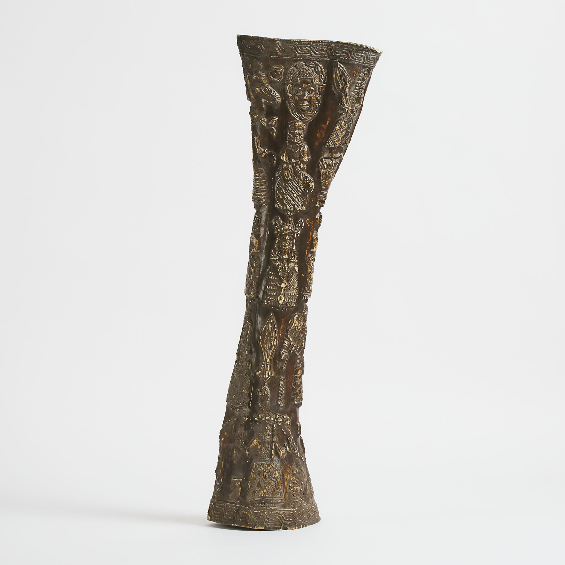 Benin Relief Carved Elephant Femur, Nigeria, West Africa, early to mid 20th century