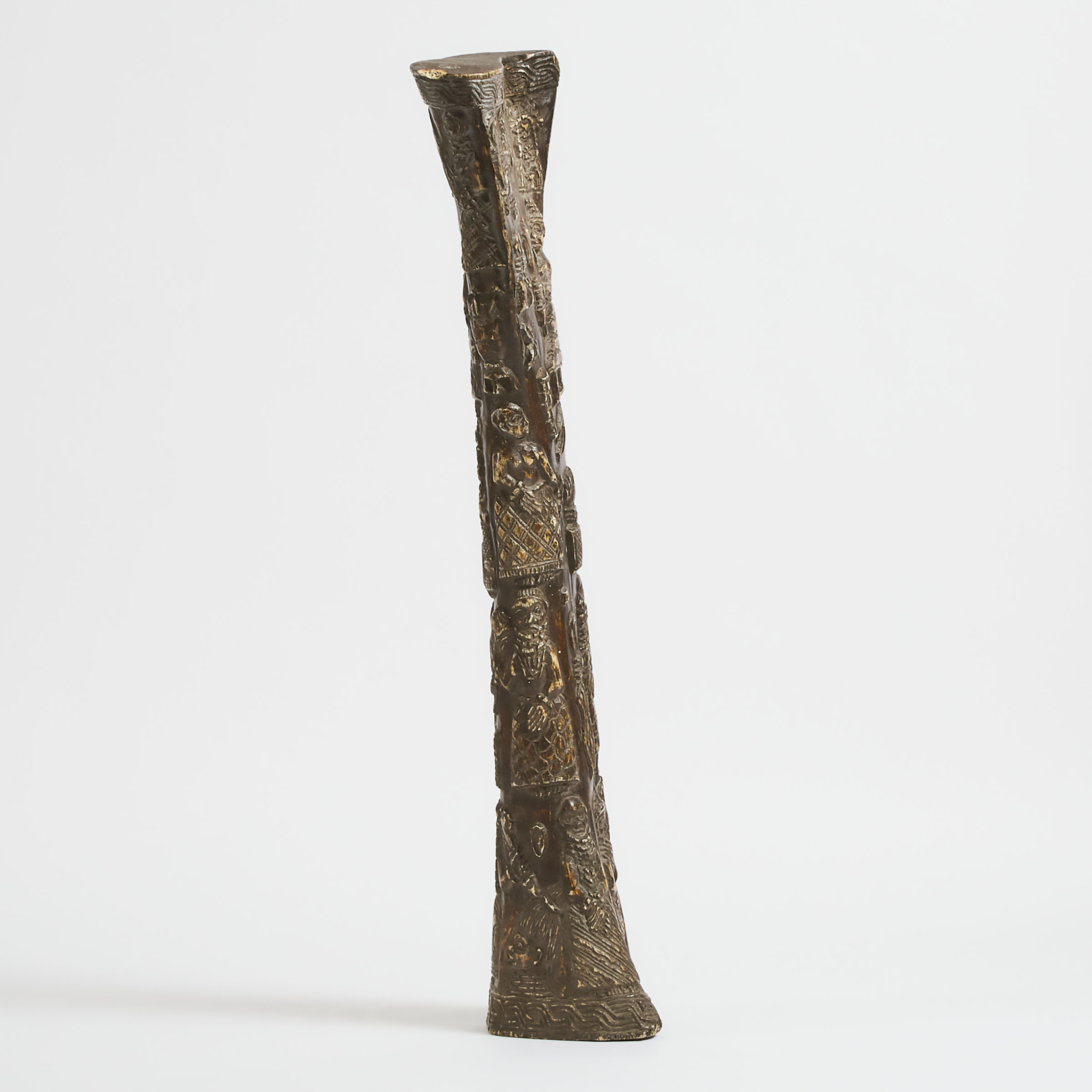 Benin Relief Carved Elephant Femur, Nigeria, West Africa, early to mid 20th century