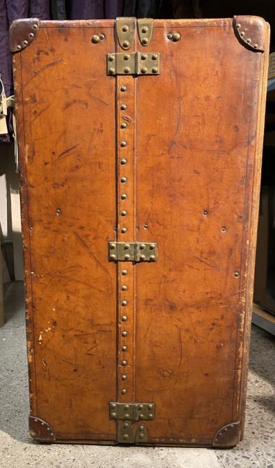 Louis Vuitton Leather Steamer Wardrobe Trunk, early 20th century