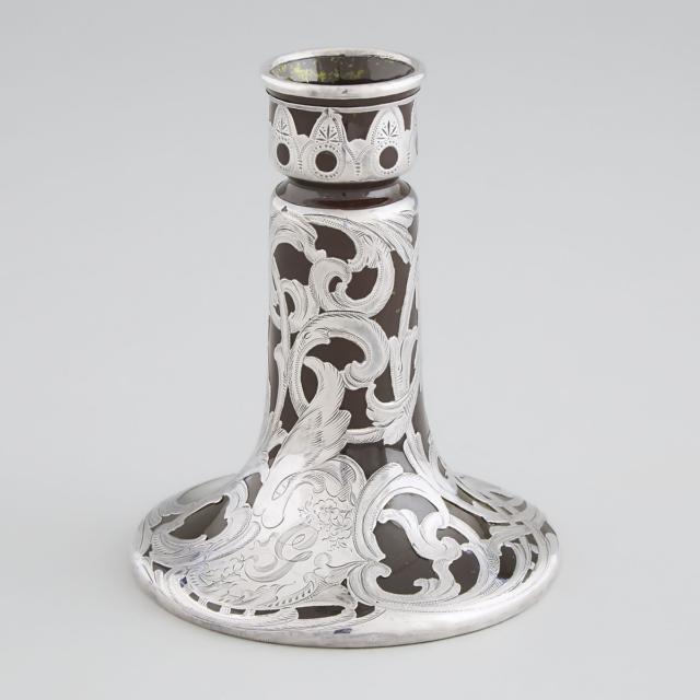 Owens Silver Overlaid Pottery Vase, late 19th/early 20th century