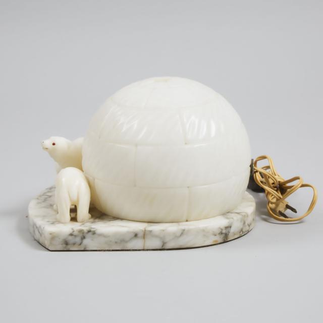 Polar Bear and Igloo Form Lamp, mid  20th century