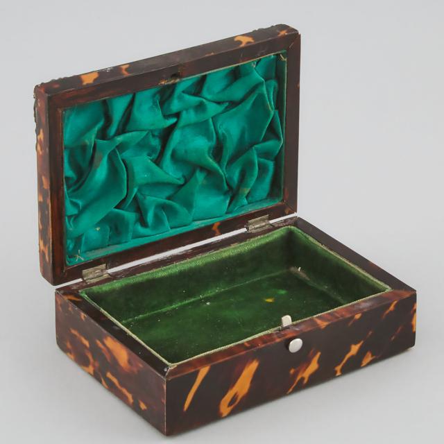 Late Victorian Silver Mounted Tortoiseshell Rectangular Jewellery Box, Cornelius Desormeaux & Frank Shepherd, Chester, 1893