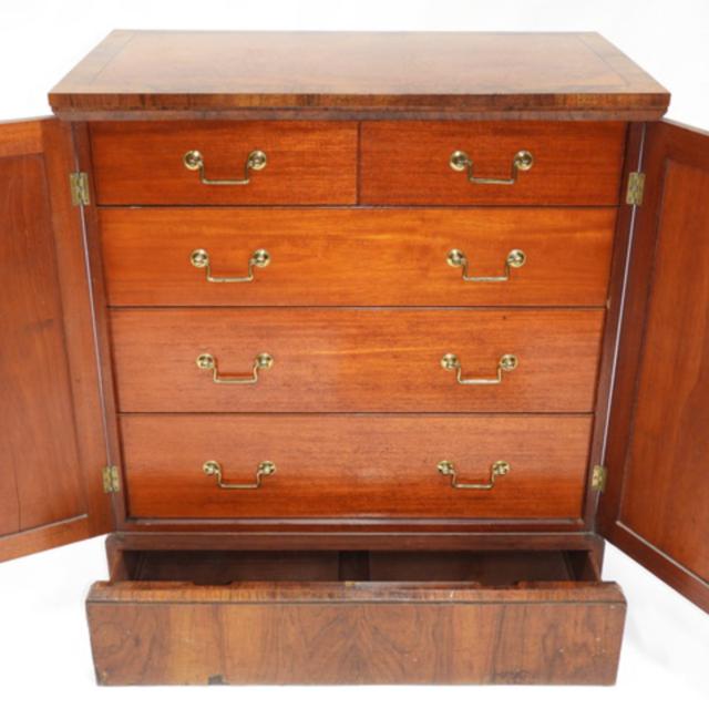 Rosewood and Burl Walnut Chest of Drawers Cabinet, mid 19th century