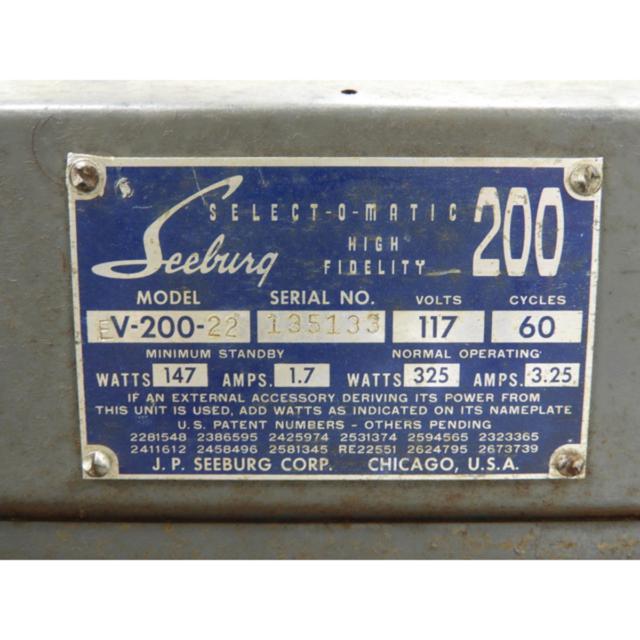 Seeburg Select-O-Matic Model VL200 High Fidelity Juke Box, Chicago, Il, 1955-57