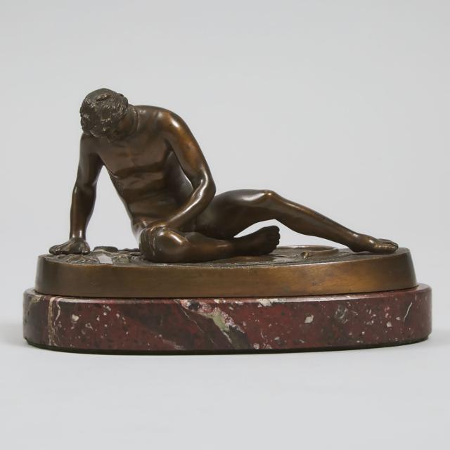 Small Grand Tour Patinated Bronze Model of The Dying Gaul, After the Antique, 19th century