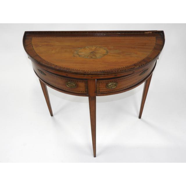 Hepplewhite Inlaid Mahogany Demilune Console Table, early 20th century