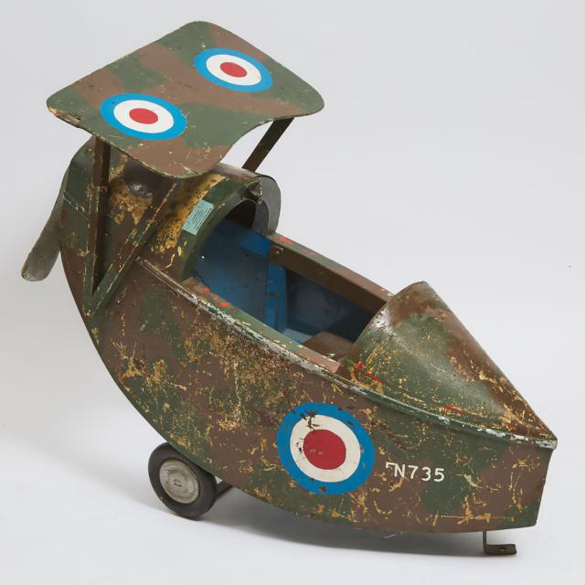 Group of Three Metal and Painted Wood Toy Airplane Riding Toys, early-mid 20th century