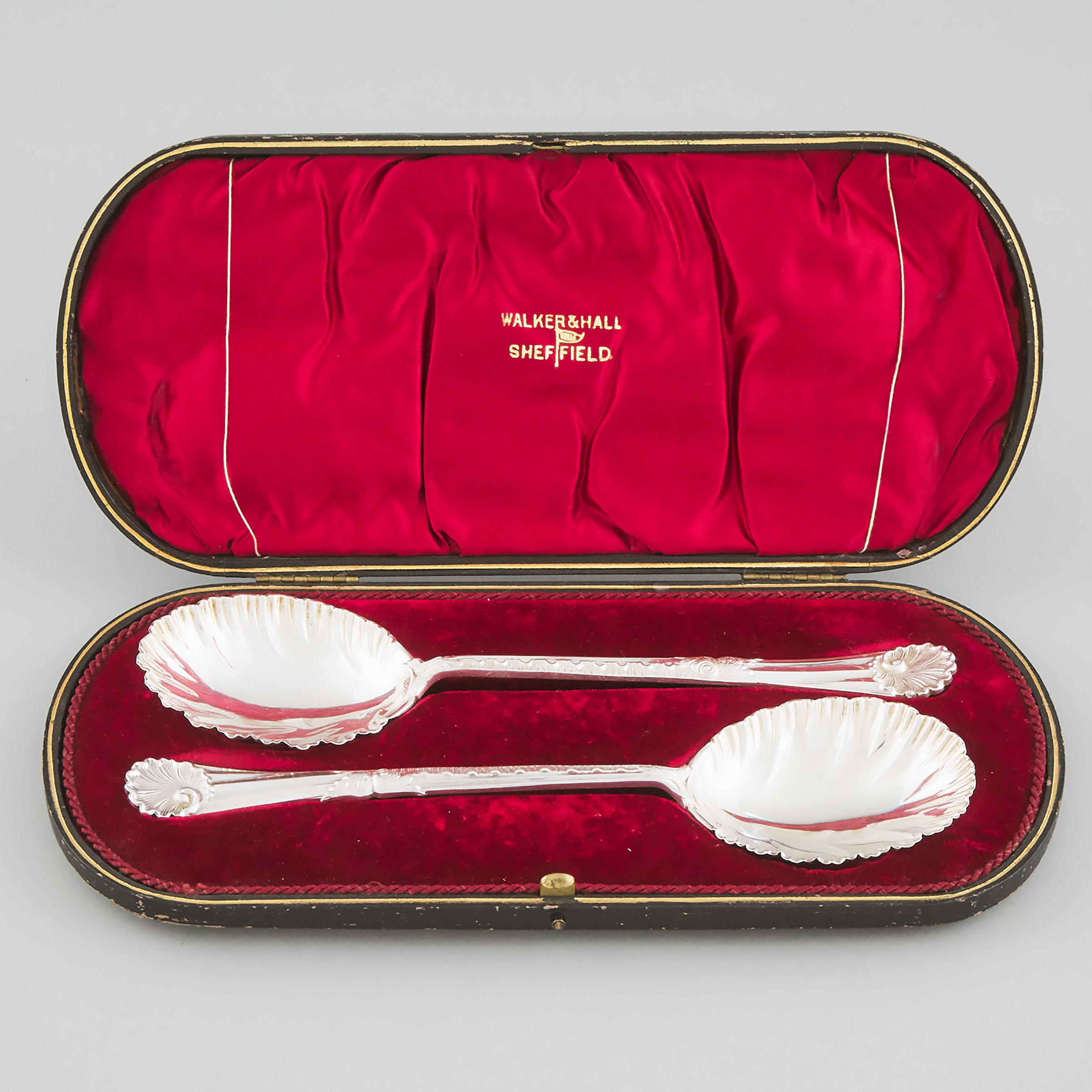 Pair of Edwardian Silver Berry Spoons, Walker & Hall, Sheffield, 1910