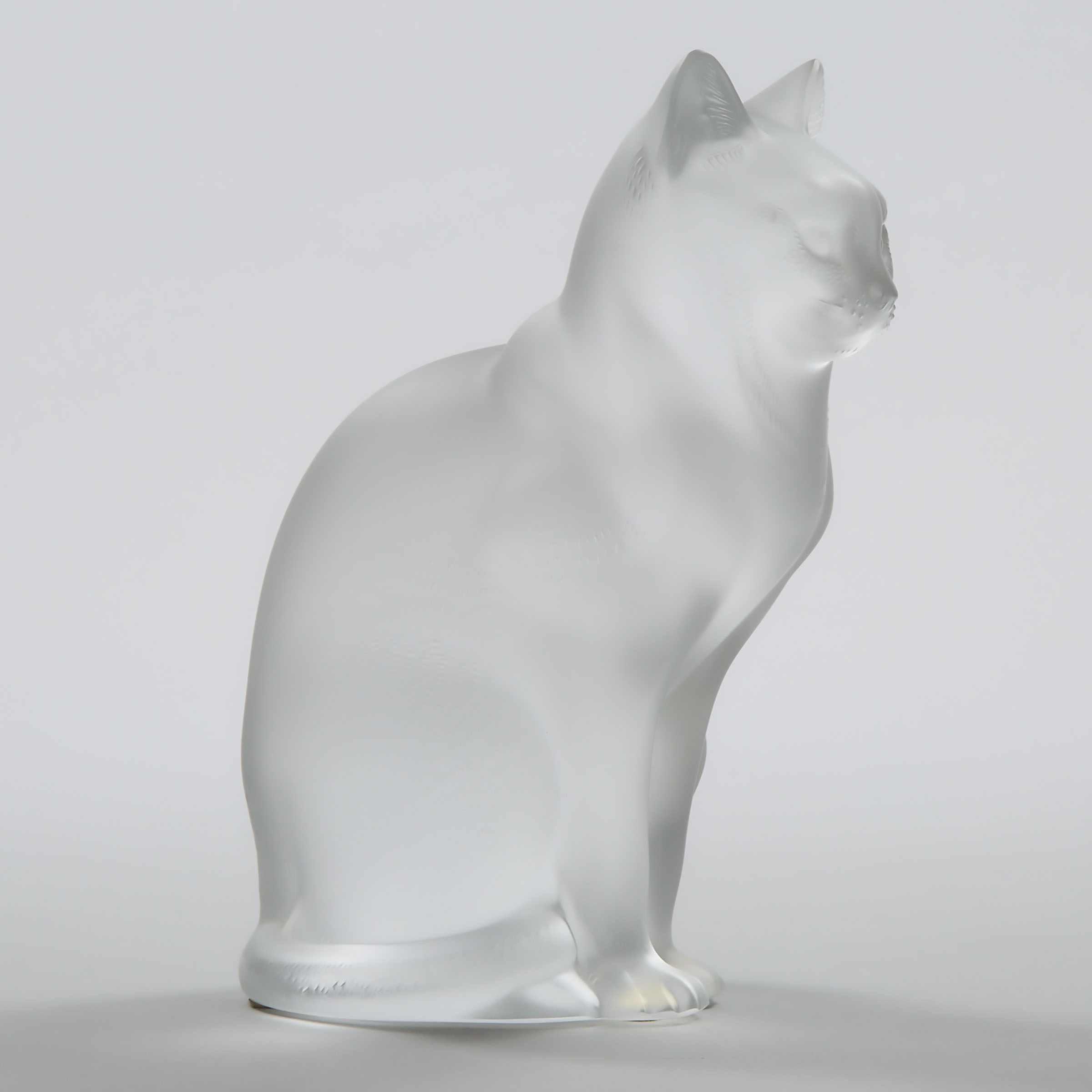 Lalique Moulded and Frosted Glass Seated Cat, post-1945