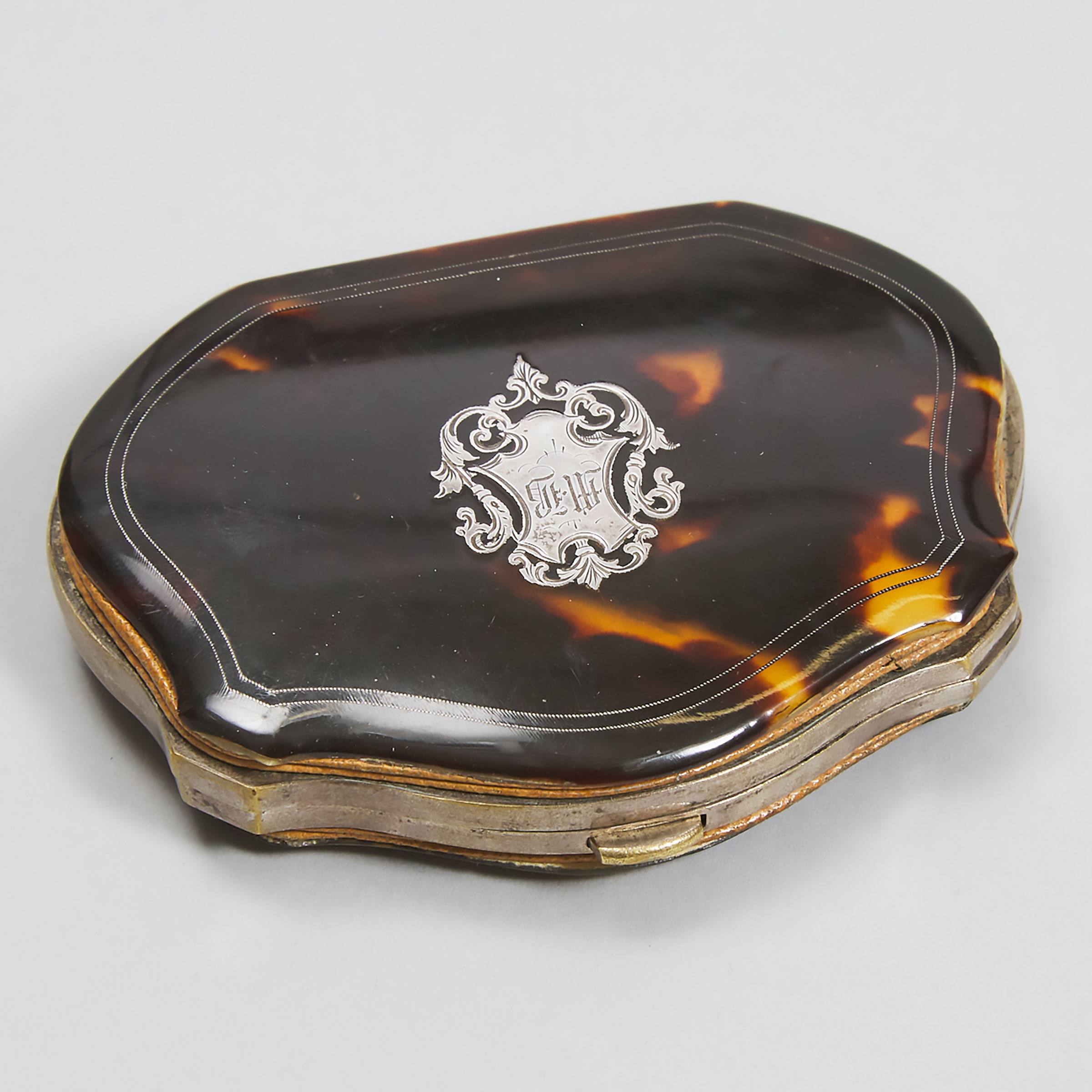 French Silver Inlaid Tortoiseshell Change Purse, 19th/early 20th century