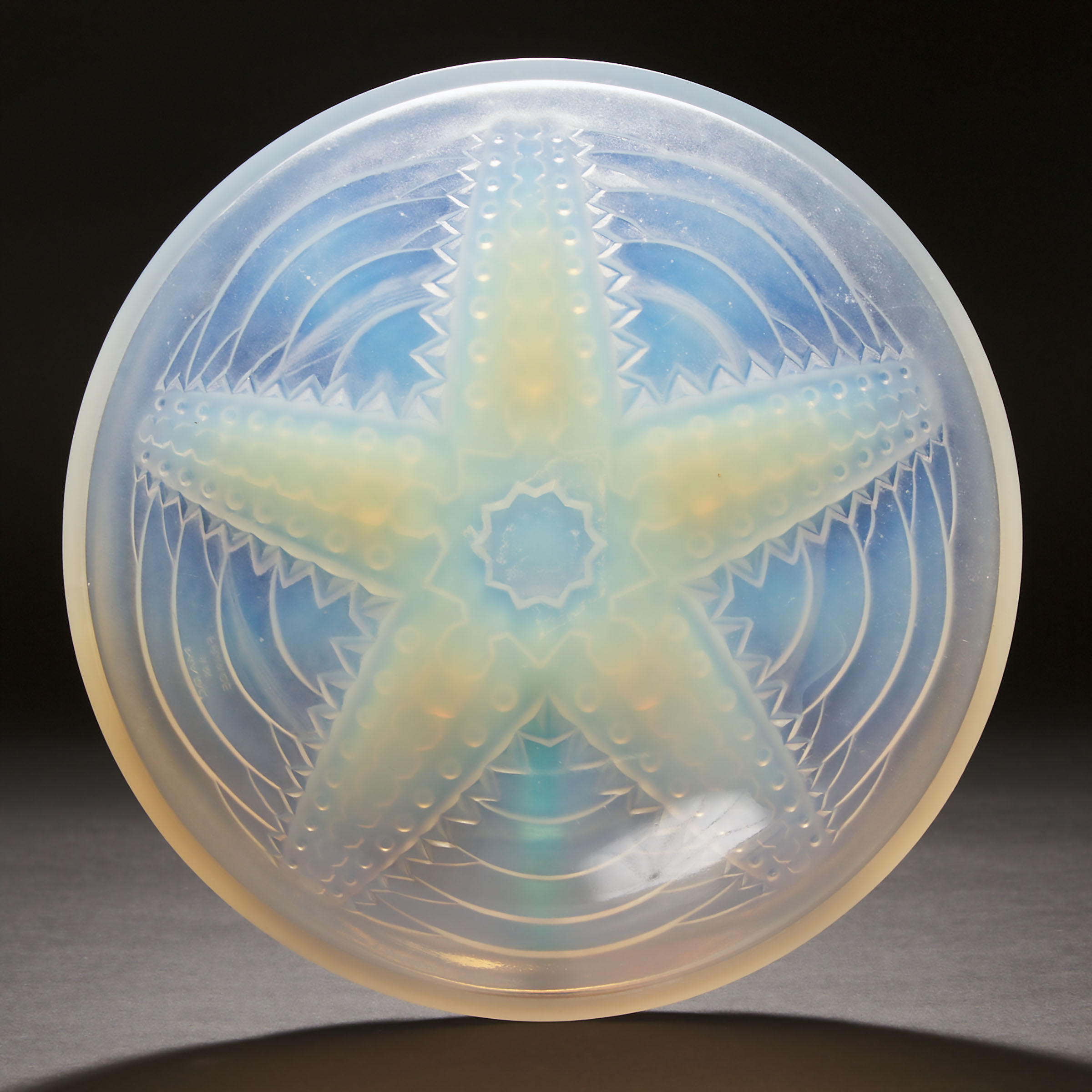 French Moulded and Frosted Opalescent Glass Bowl, probably André Hunebelle, c.1930