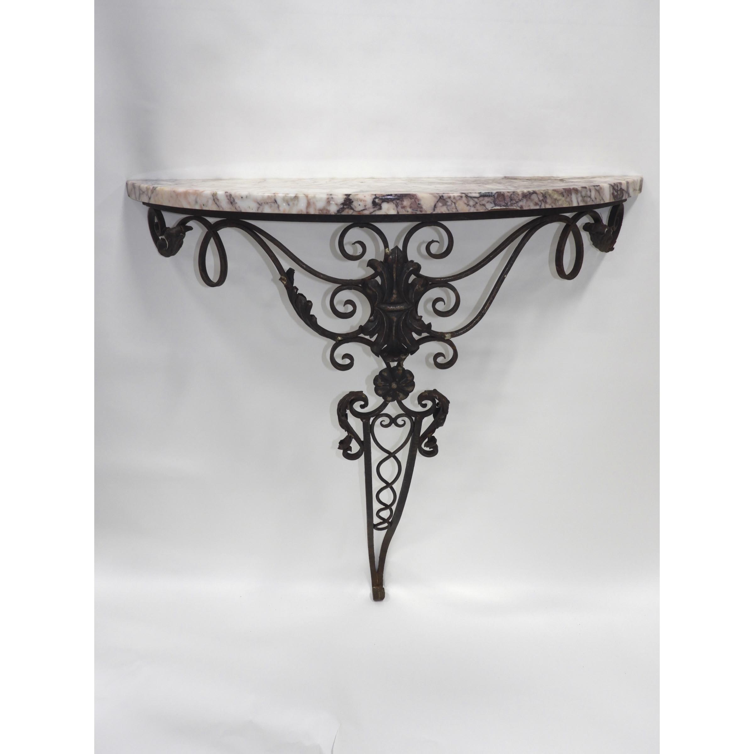 Spanish Wrought Iron Demilune Console Table, early 20th century