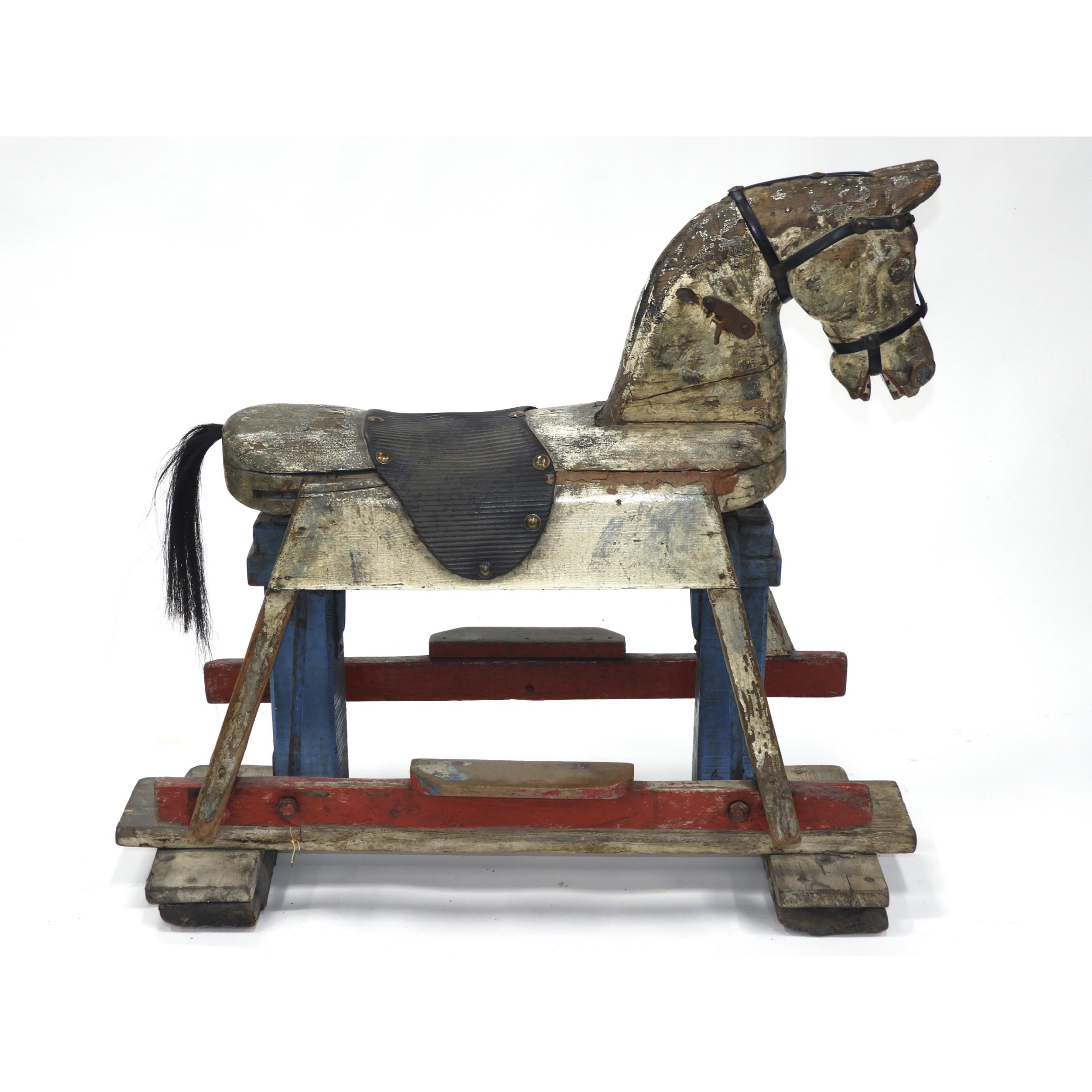 Carved and Polychromed Wood Toy Platform Rocking Horse, 19th century