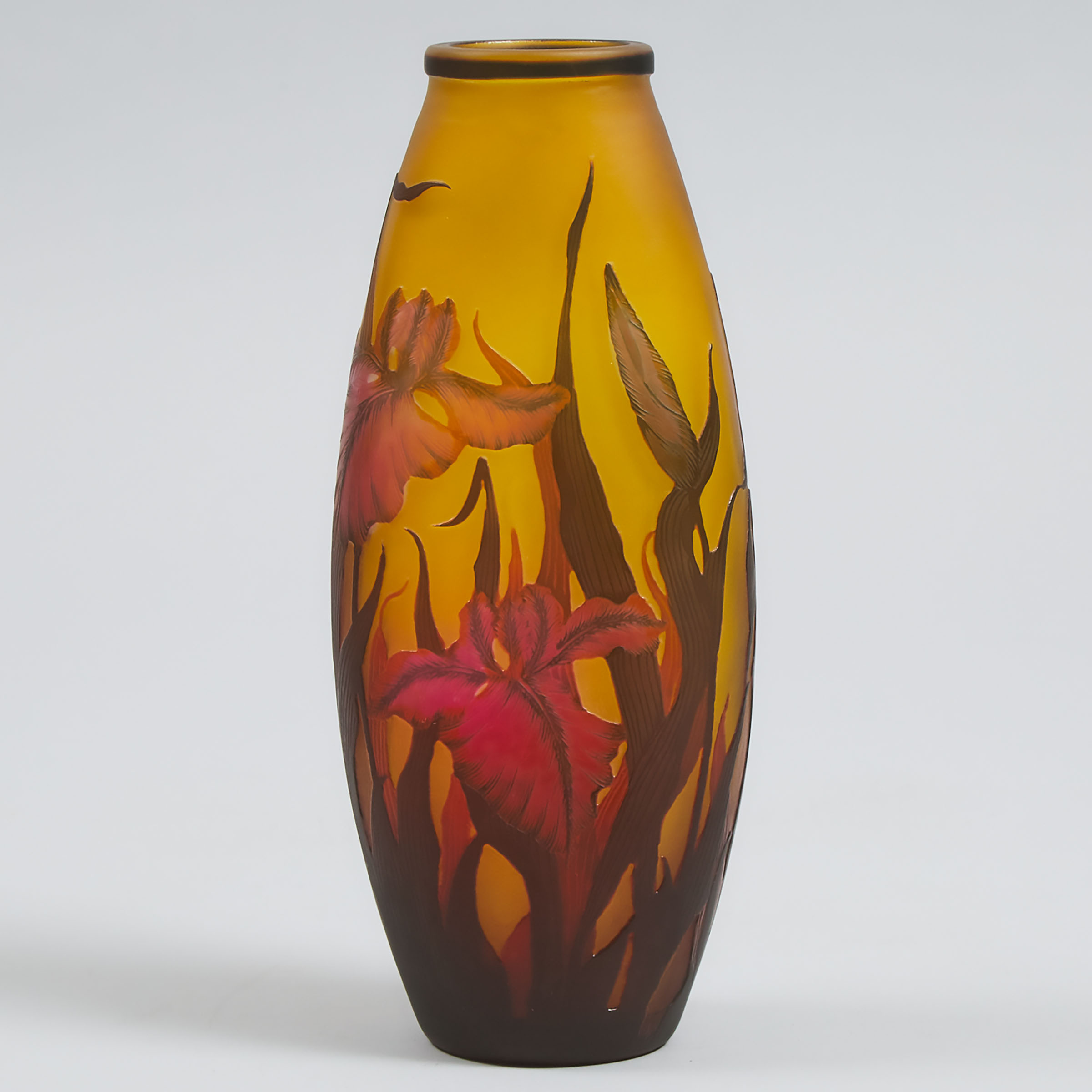 Romanian Gallé Style Cameo Glass Vase, 20th century