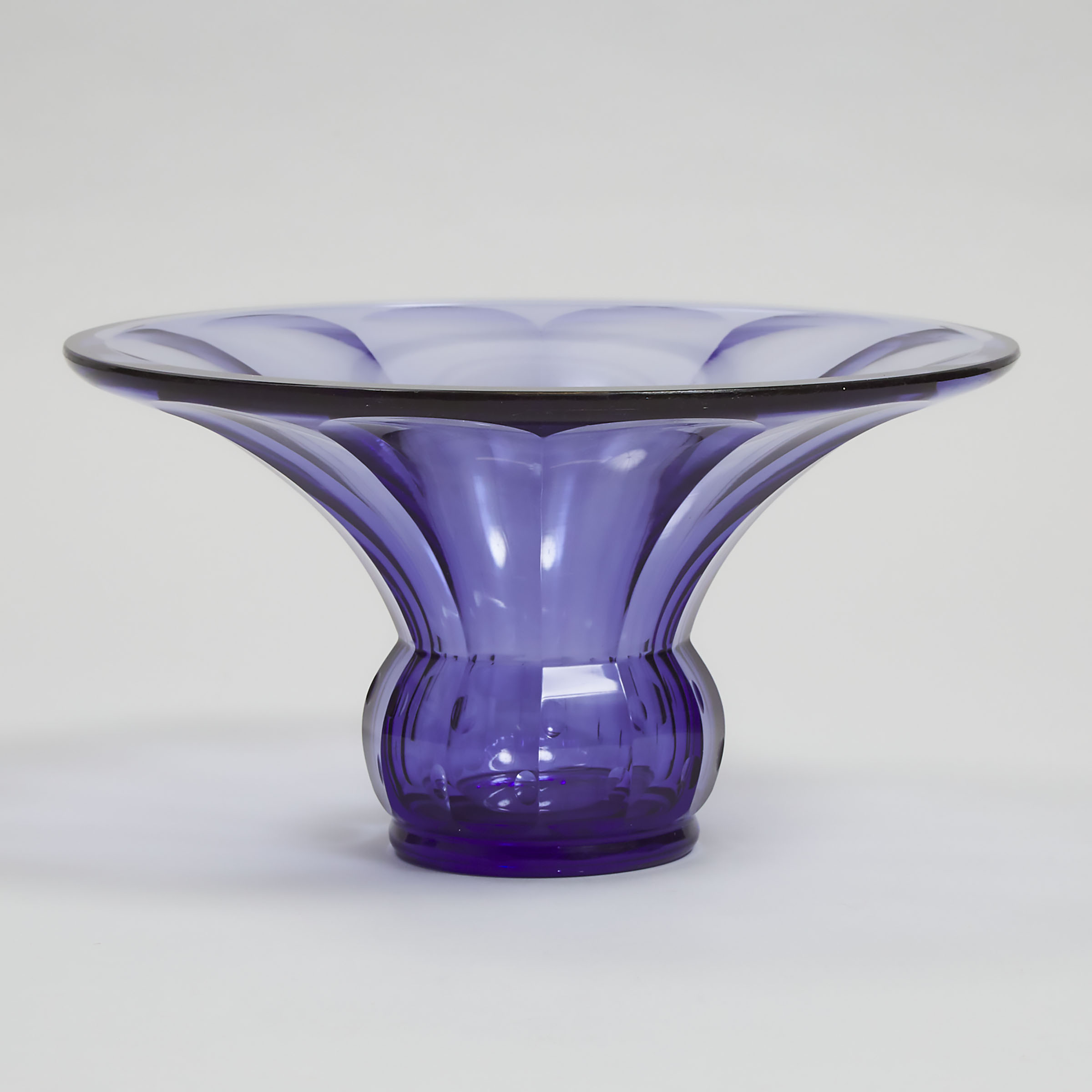 Bohemian Dodecagonal Cut Amethyst Glass Vase, 20th century