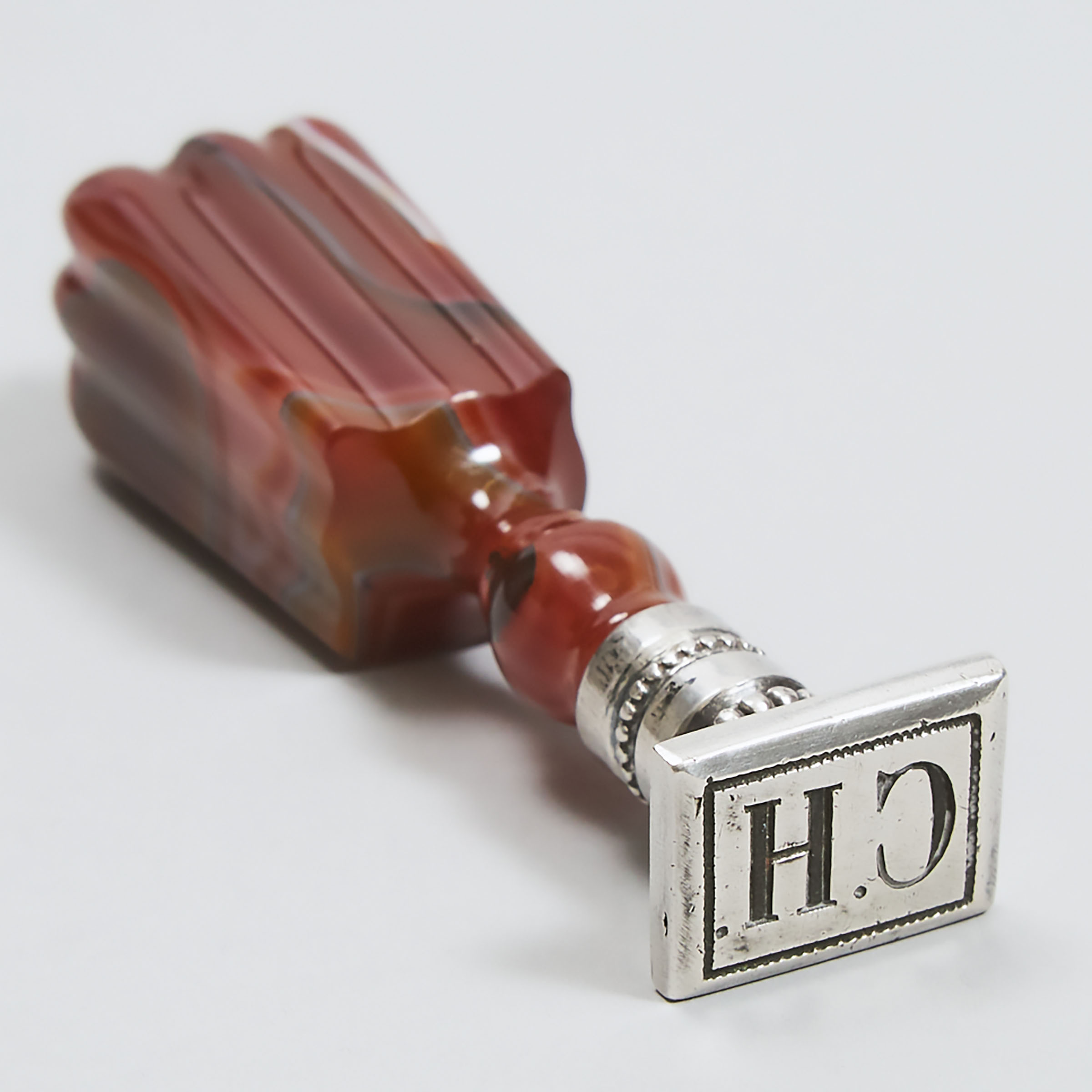 Silver Mounted Agate Desk Seal, 19th/early 20th century