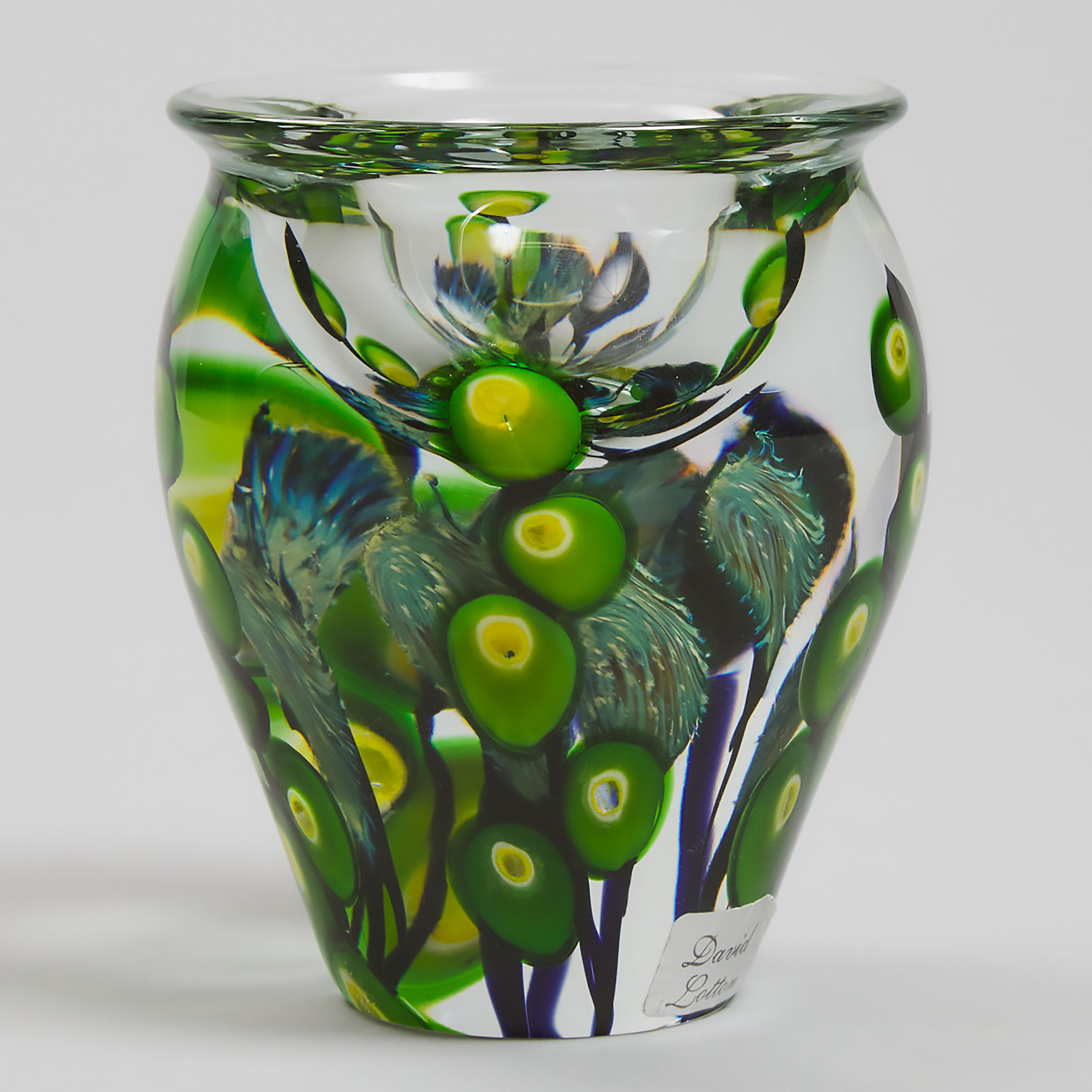 David Lotton (American, b.1960), Internally Decorated Glass Paperweight Vase, 2001