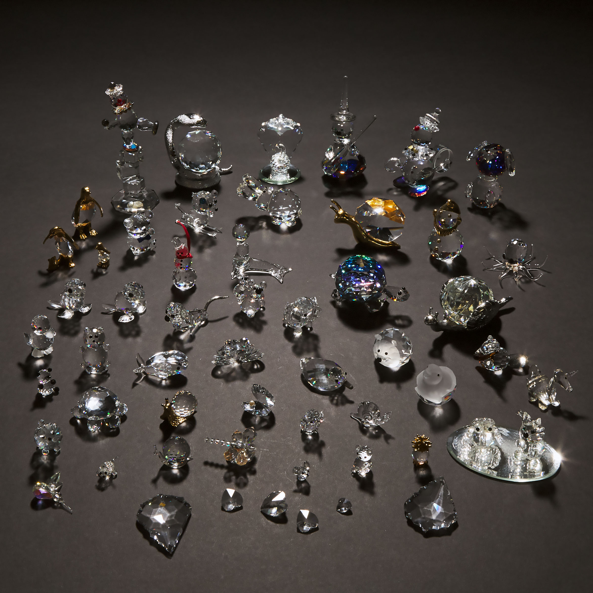 Group of Swarovski-Style Crystal and Metal Mounted Objects, late 20th/ early 21st century