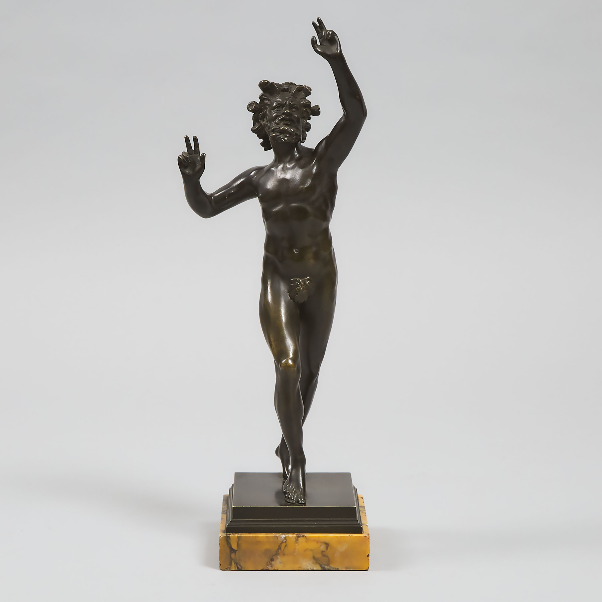 Grand Tour Patinated Bronze Model of The Dancing Faun of Pompeii, After the Antique, 19th century