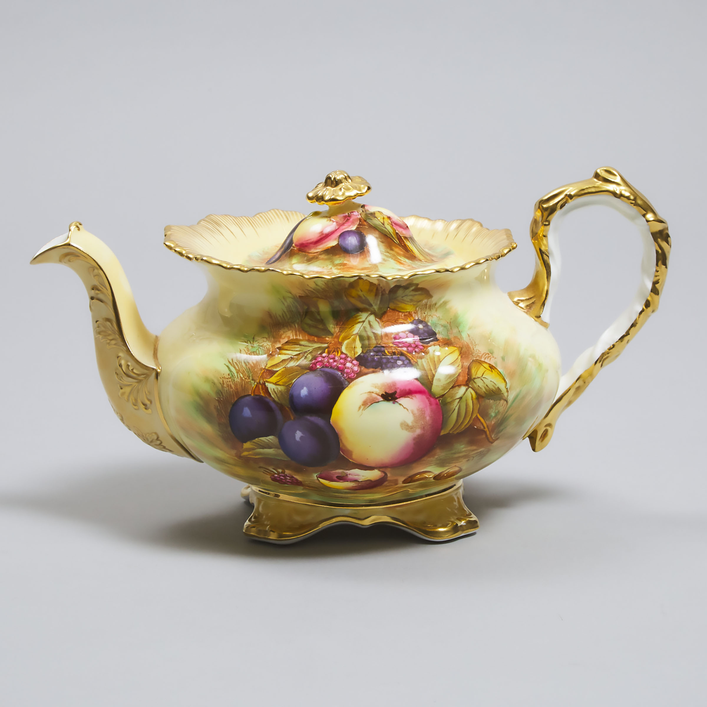 Aynsley 'Orchard Gold' Teapot, D. Jones, 20th century