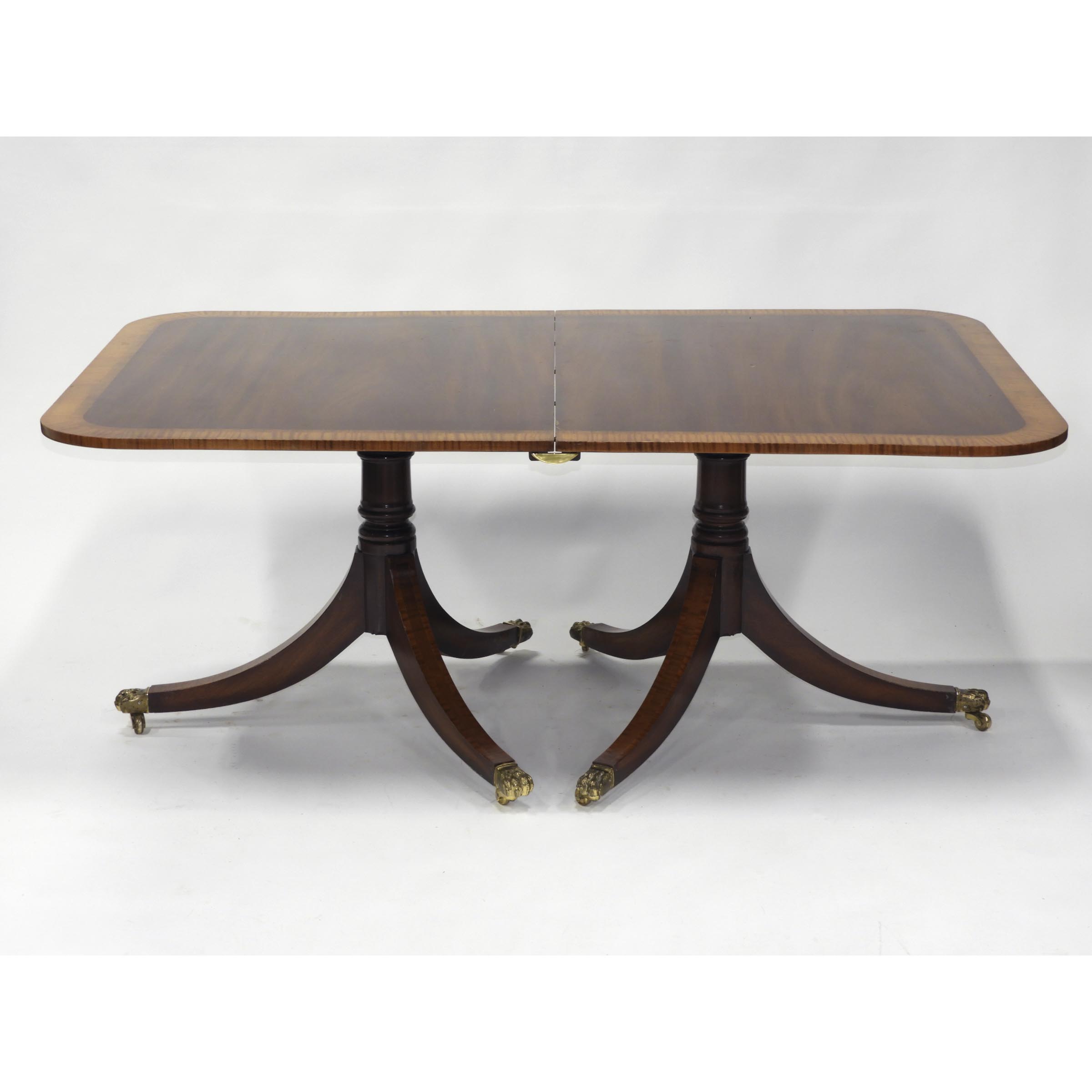 English Regency Style Double Pedestal Dining Table, 20th century