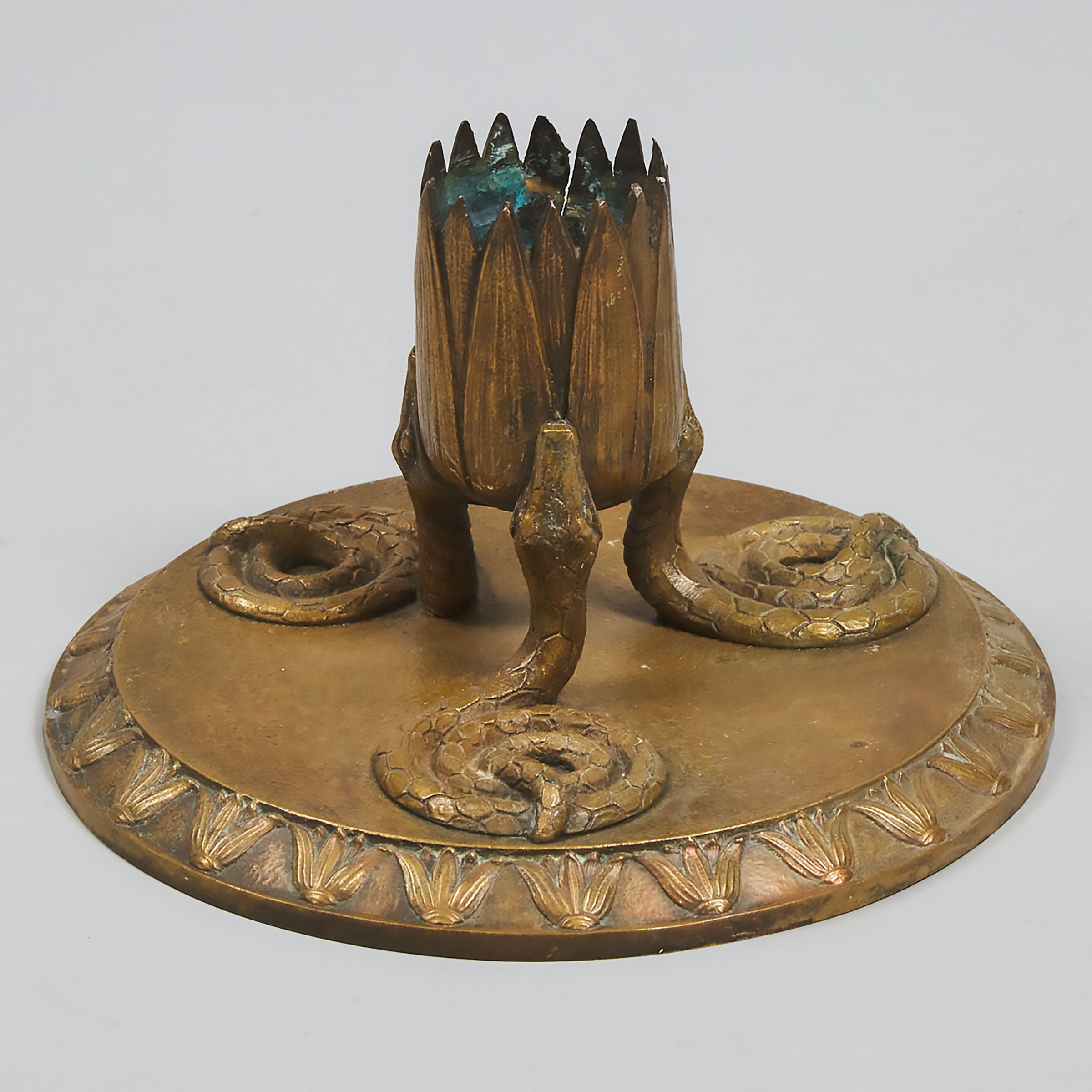 Quezal Gilt Bronze Vase Base, early 20th century