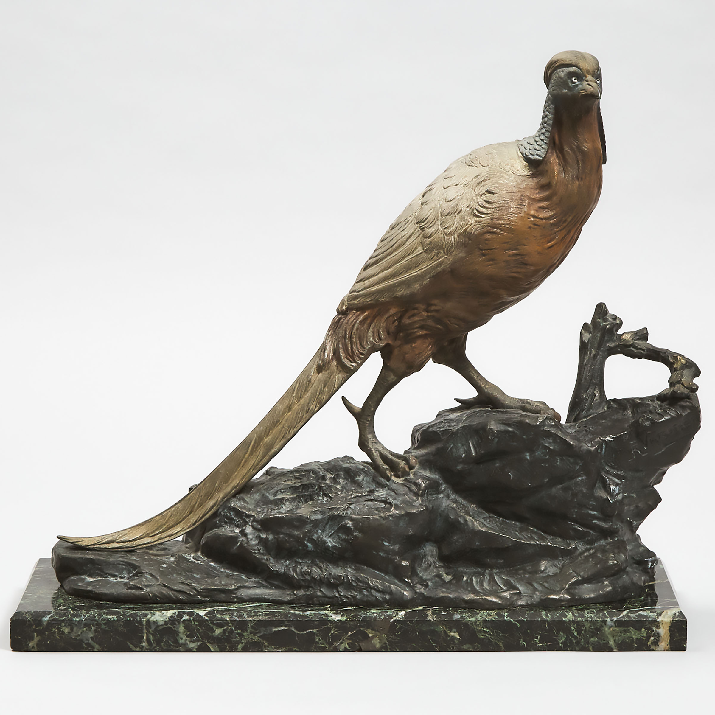 Cold Painted White Metal Model of a Golden Pheasant, c.1900