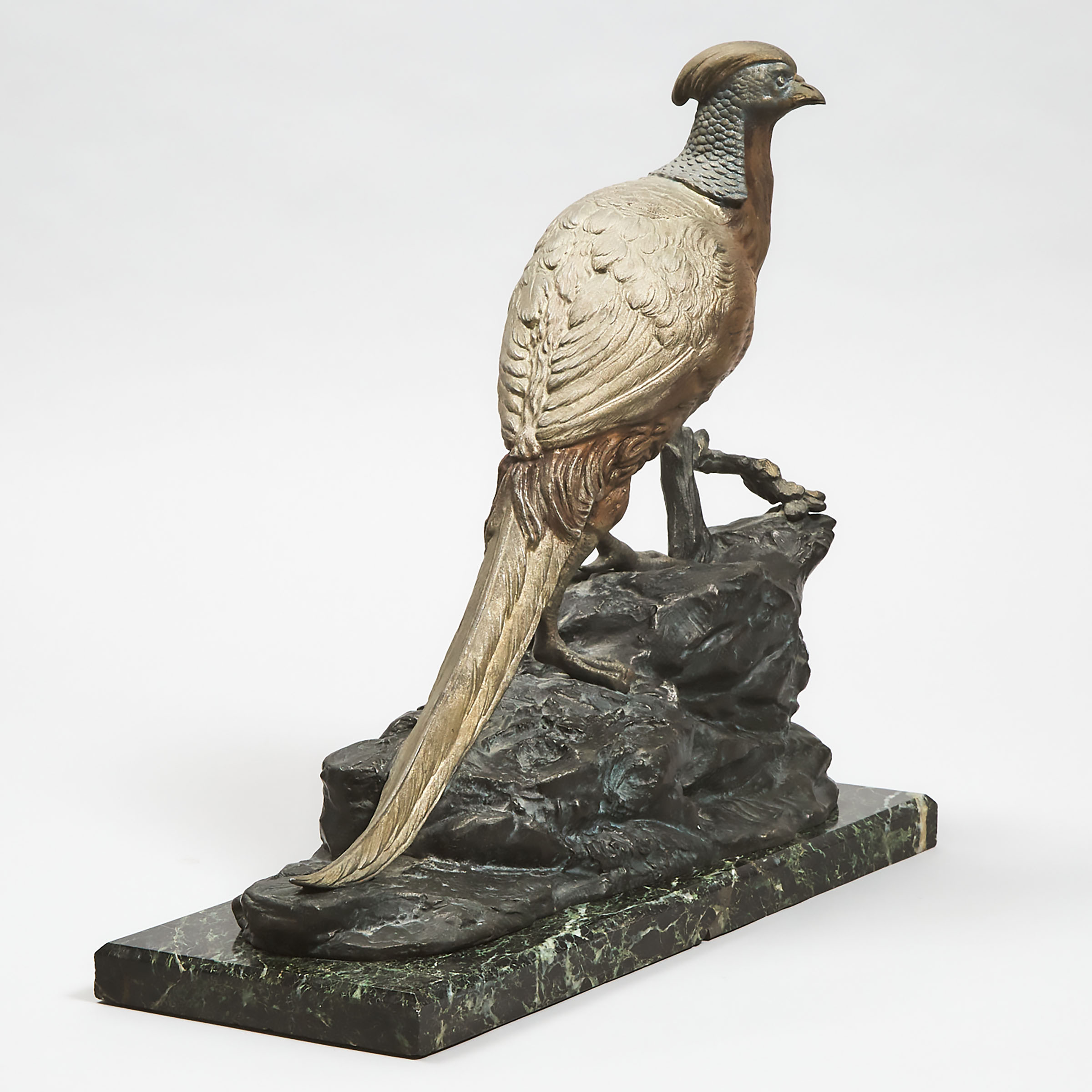 Cold Painted White Metal Model of a Golden Pheasant, c.1900