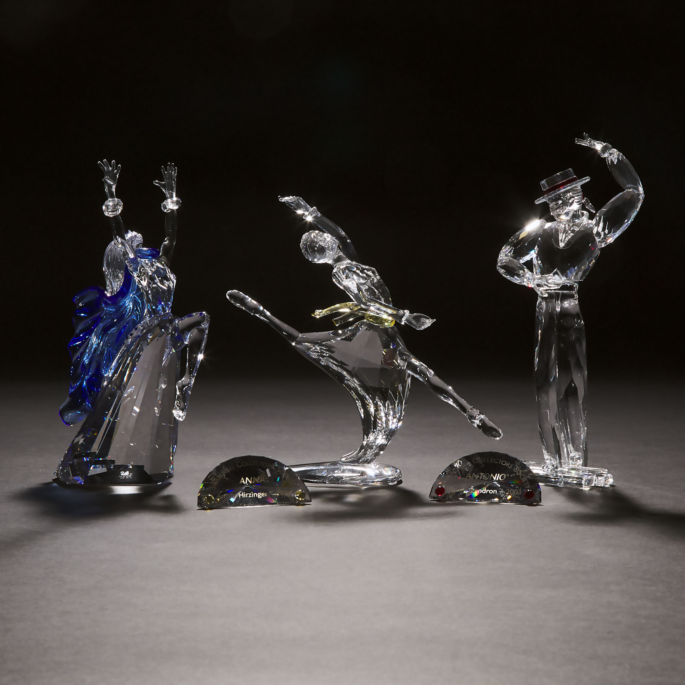 Swarovski Crystal 'Magic of Dance' Trilogy: Isadora, Antonio, and Anna, 2002/2003/2004