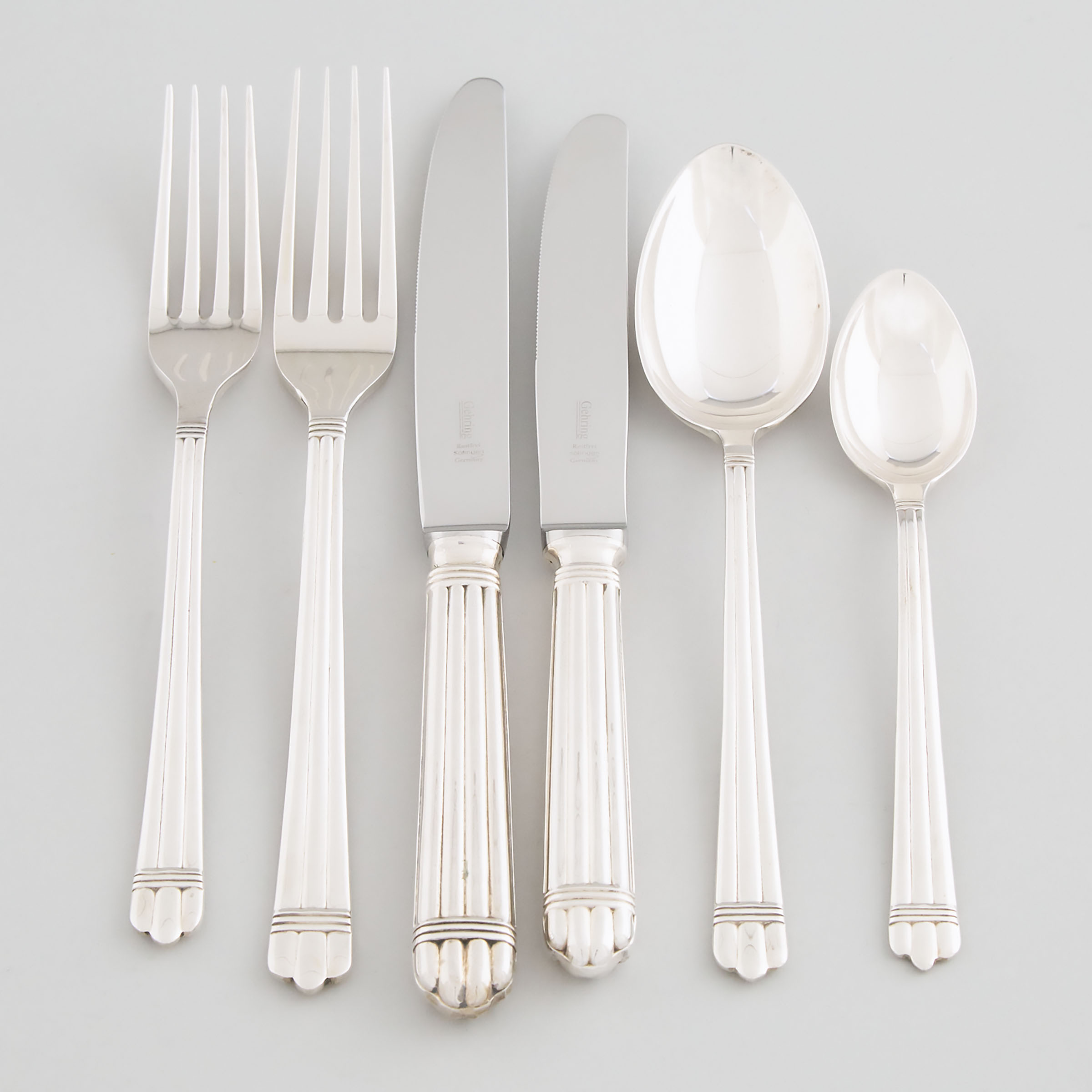 Continental Silver 'Aria'-Style Flatware Part-Service, 20th century