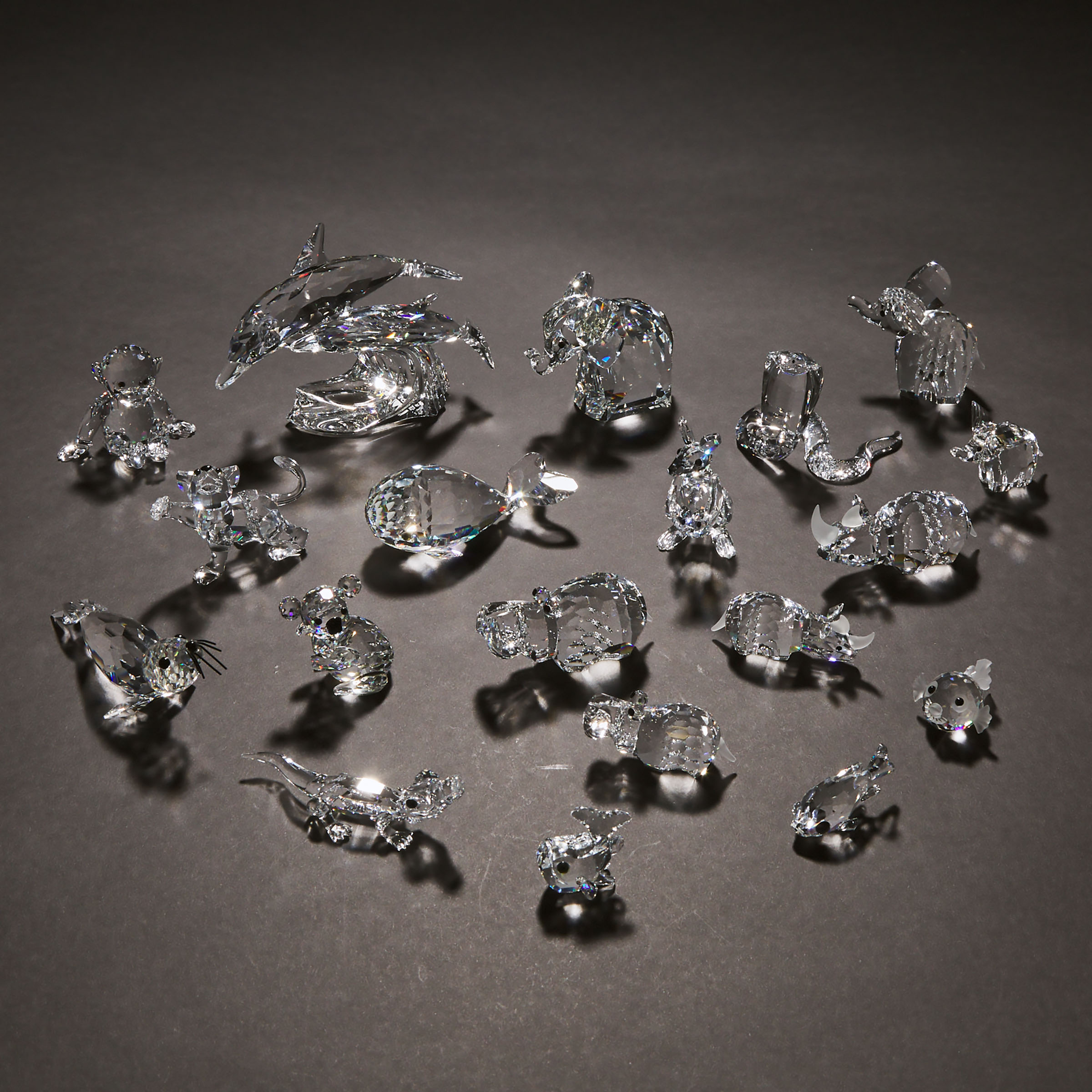 Nineteen Swarovski Crystal Animal Figures, late 20th/early 21st century