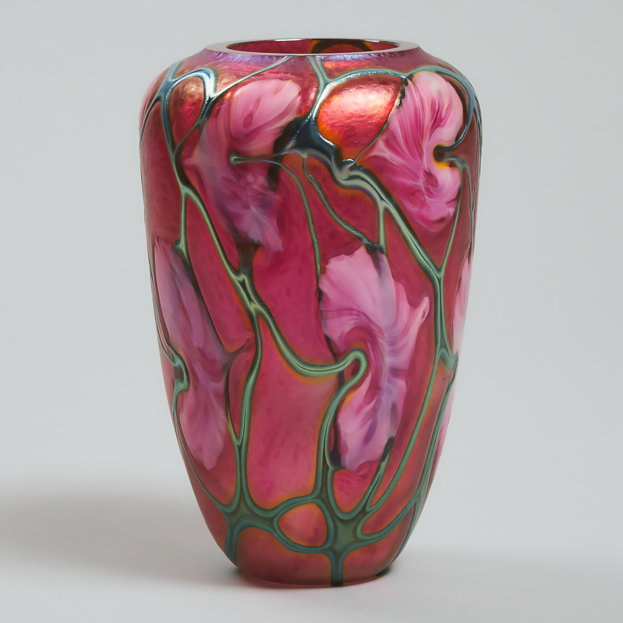 John Lotton (American, b.1964), Iridescent 'Vine and Leaf' Glass Vase, 1992