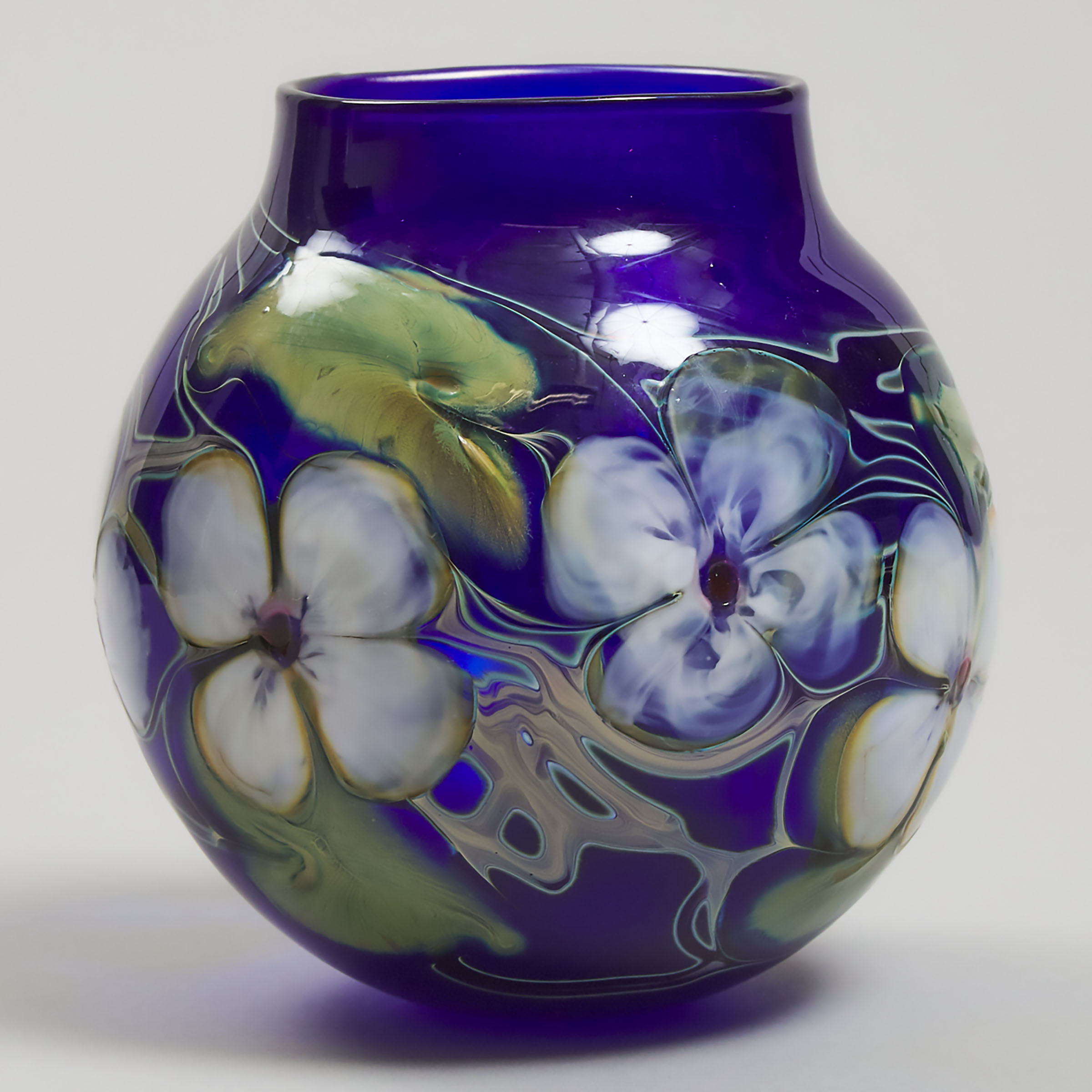 Charles Lotton (American, b.1935), Blue 'Multi-Flora' Glass Vase, 1981