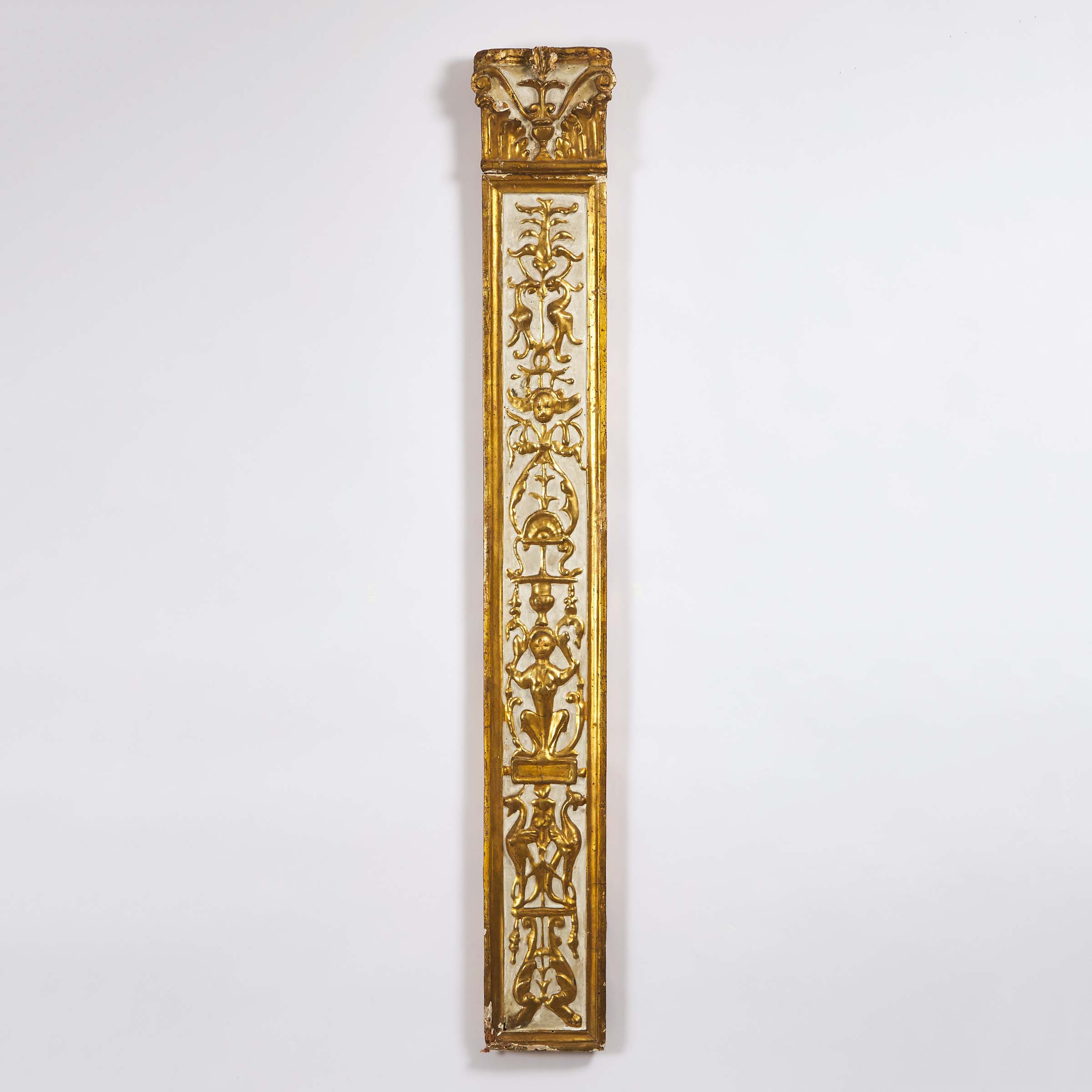 French Neoclassical Parcel Gilt Carved Pilaster, 18th century