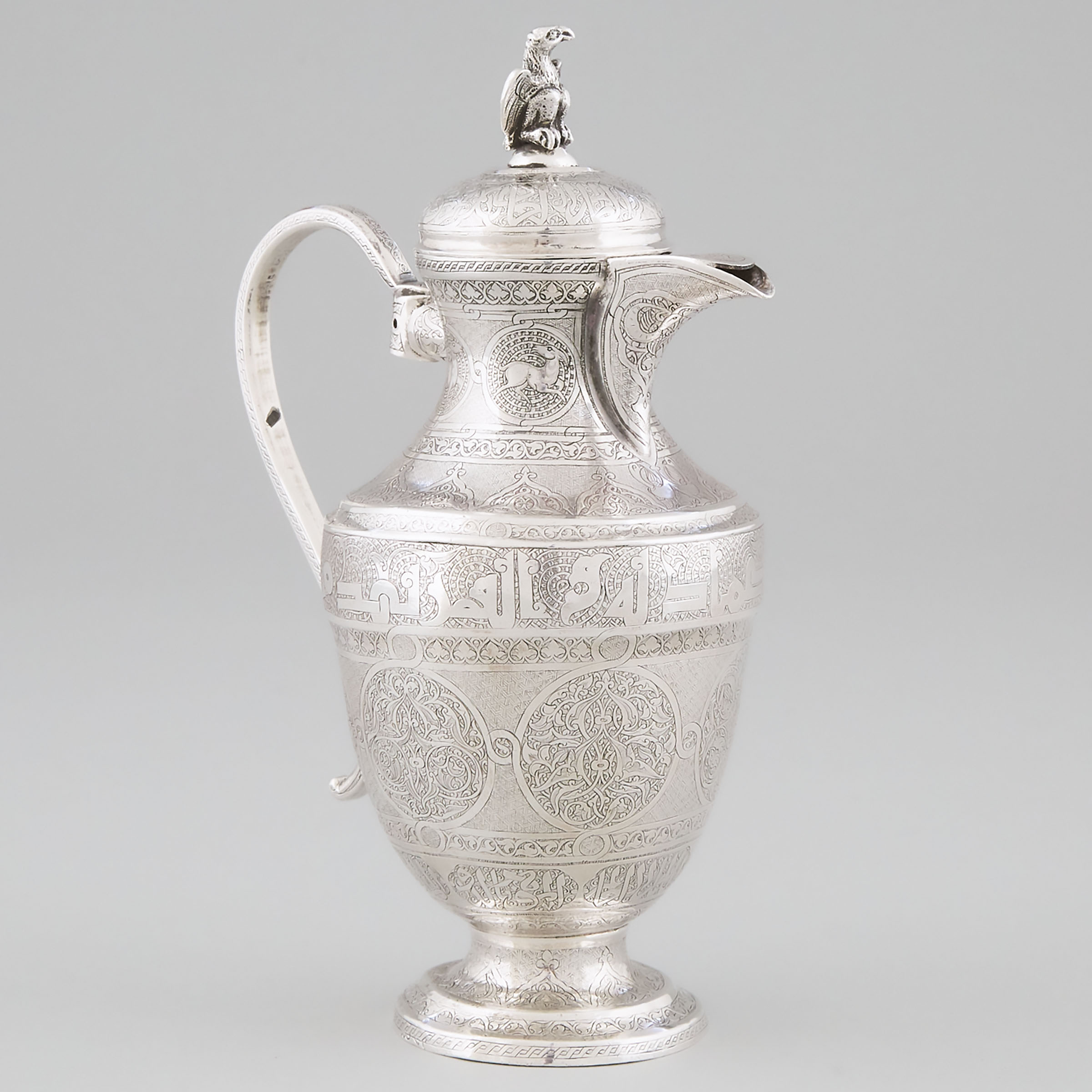 Persian Silver Wine Jug, late 19th century
