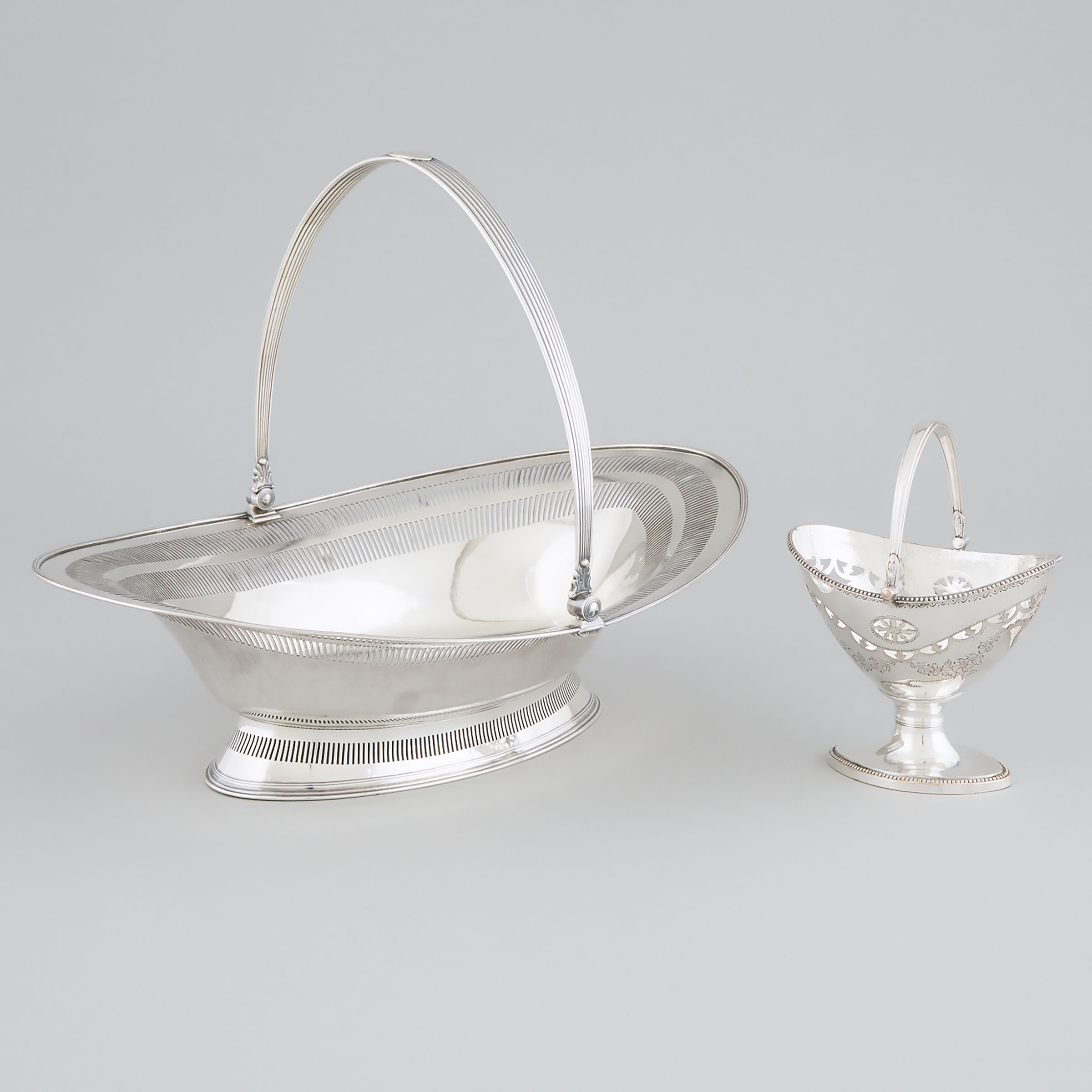 Edwardian Silver Plated Cake Basket and a Pierced Sugar Basket, late 19th/early 20th century
