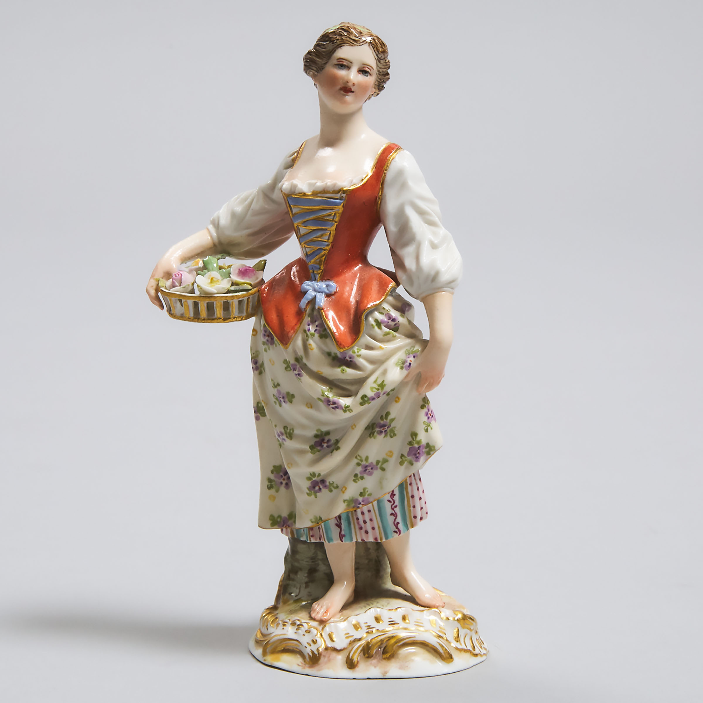 Meissen Figure of a Girl with Basket of Flowers, late 19th century